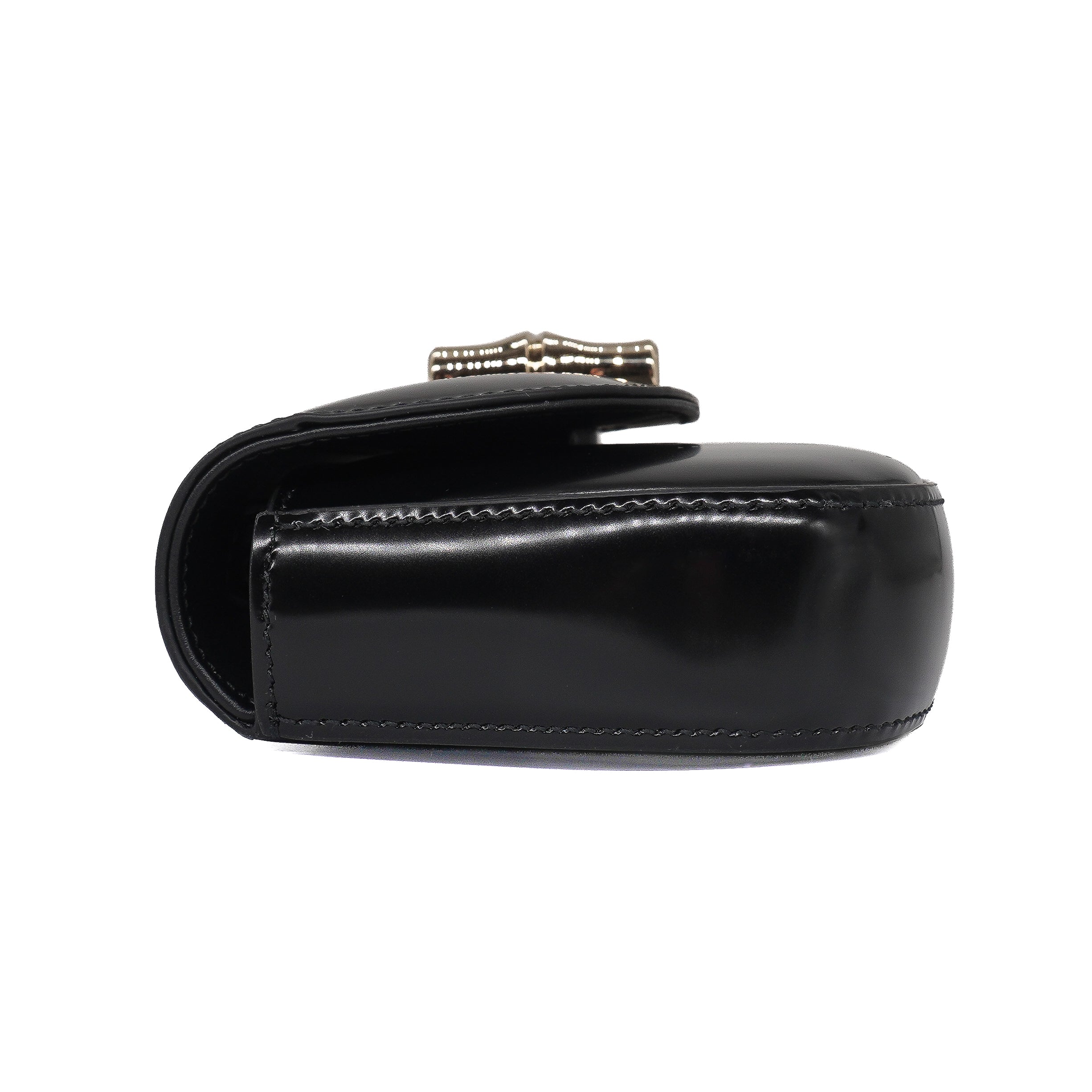 Gucci Black Shiny Calfskin Small Bamboo Night Bag