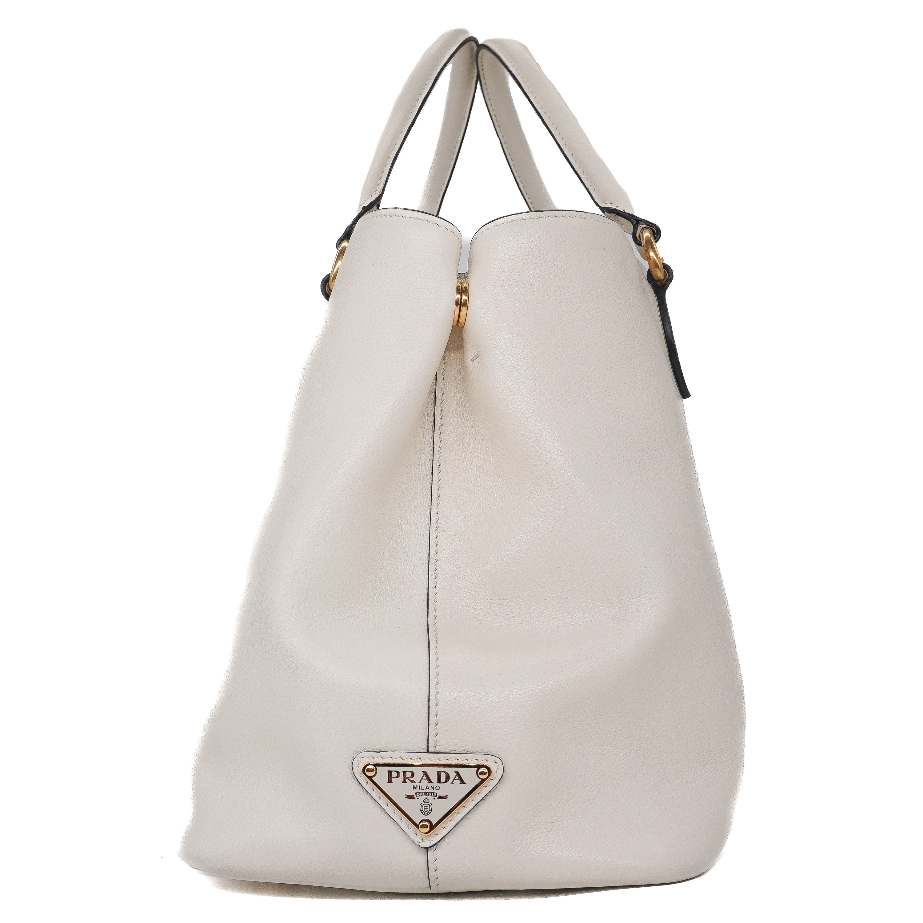 Prada Glace Calfskin Embossed Logo Tote