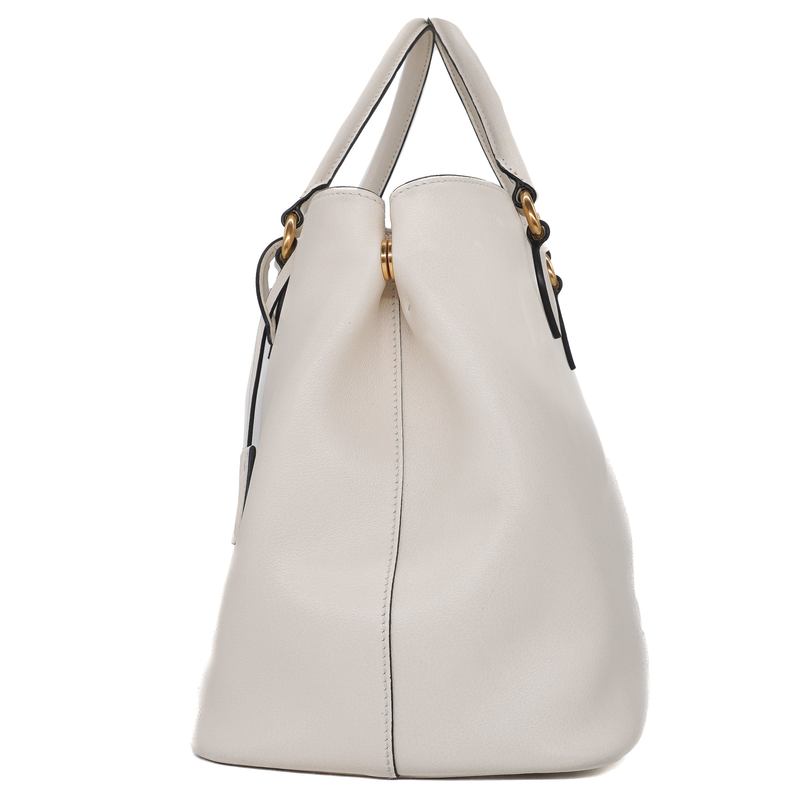 Prada Glace Calfskin Embossed Logo Tote