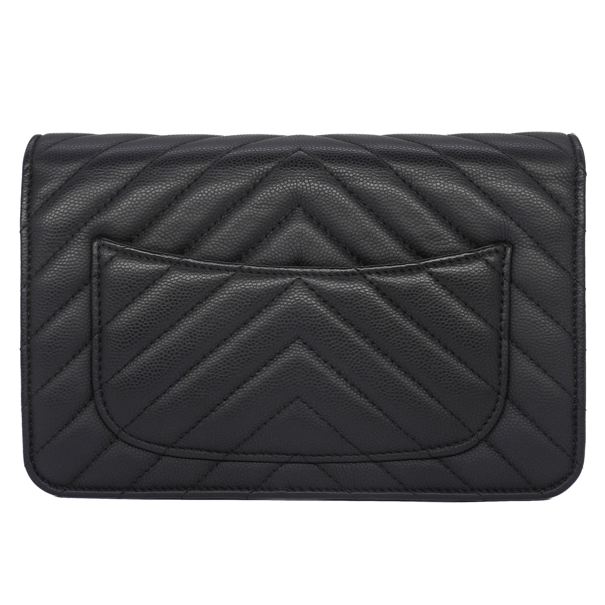 Chanel Chevron Wallet on Chain Caviar Black