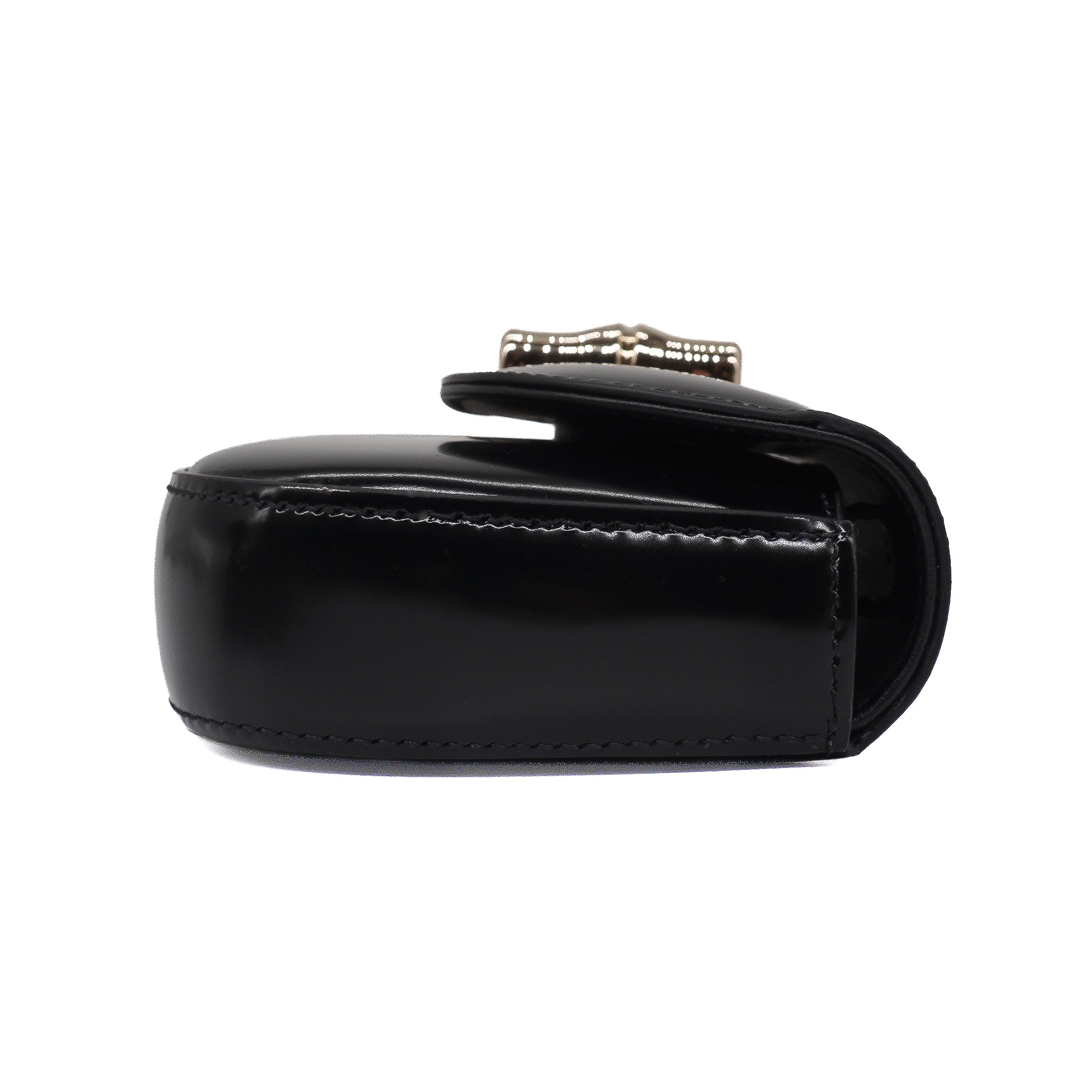 Gucci Black Shiny Calfskin Small Bamboo Night Bag