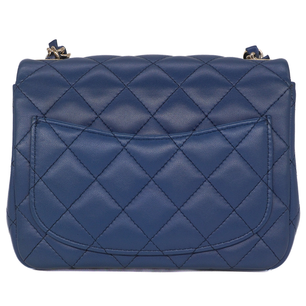 Chanel Classic Mini Square Flap Bag Lambskin Blue