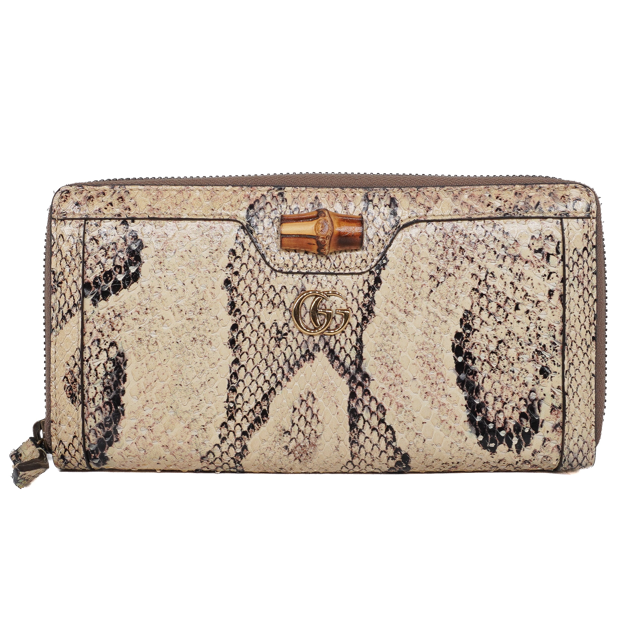 Gucci Diana Python Bamboo Continental Zip Wallet