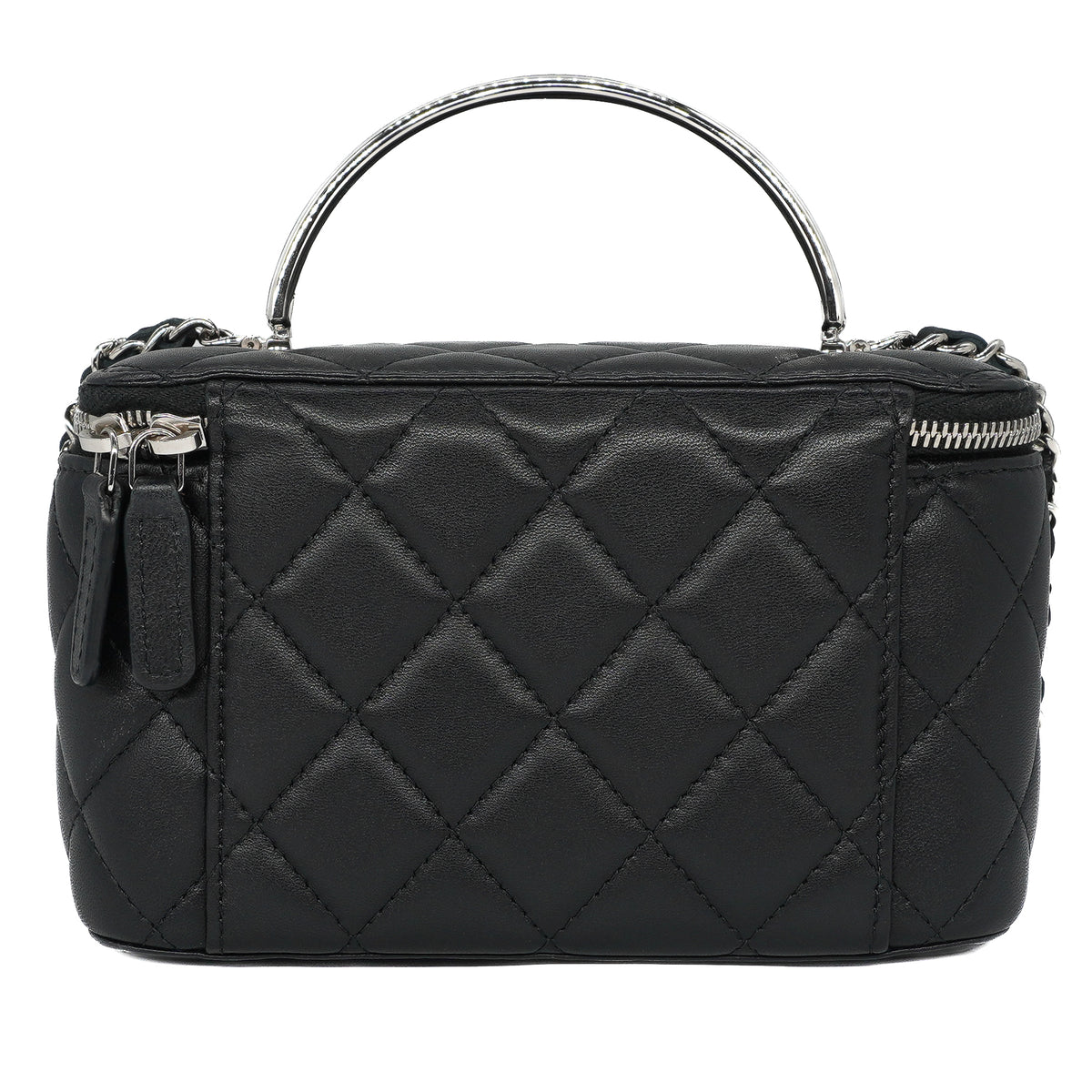 Chanel Long Vanity Metal Top Handle Lambskin Black