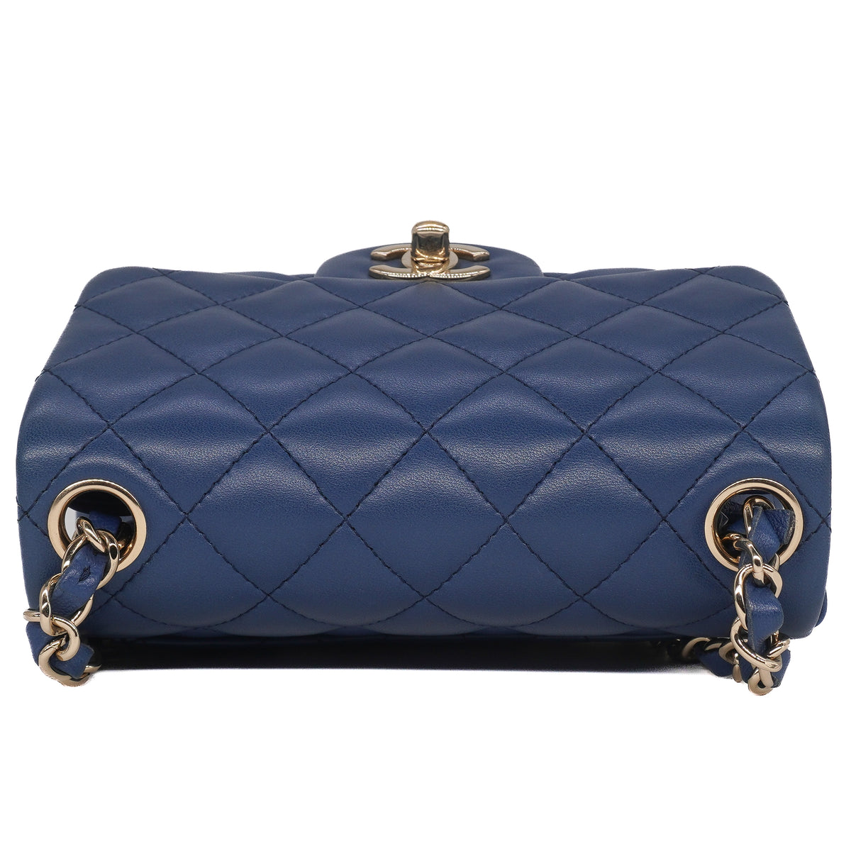 Chanel Classic Mini Square Flap Bag Lambskin Blue