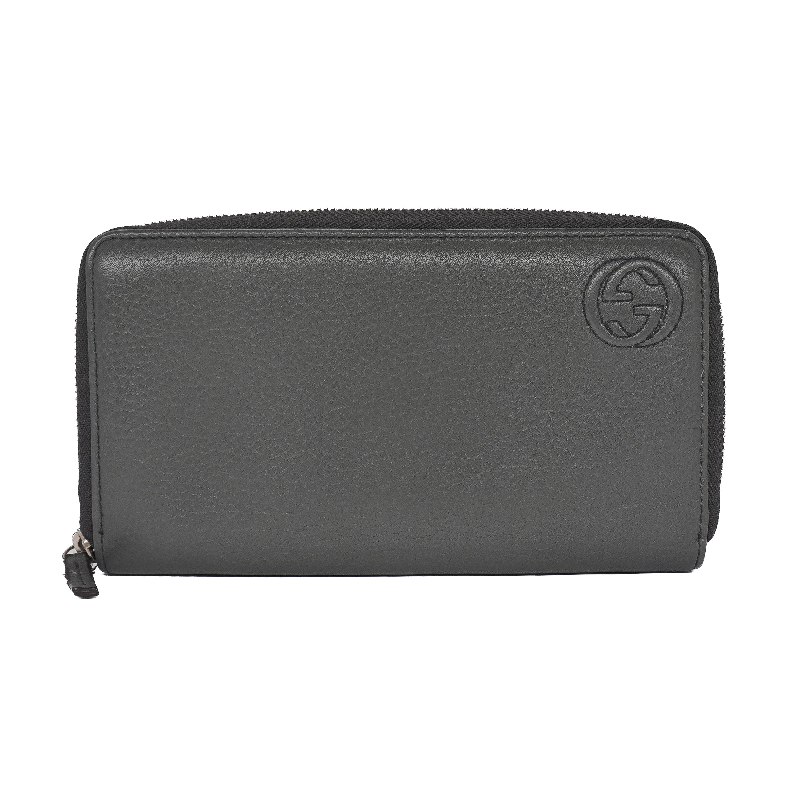 Gucci Grey Leather Long Zippy Wallet