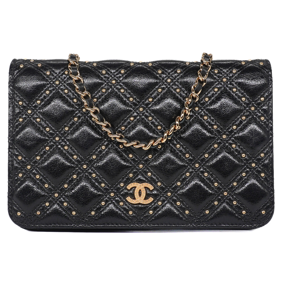 Chanel Wallet on Chain Studded Diamond Stitched Lambskin