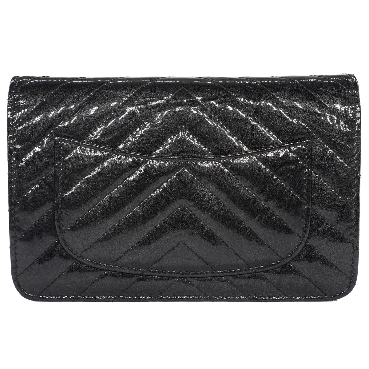 Chanel Wallet on Chain Crumpled Patent Calfskin SoBlack