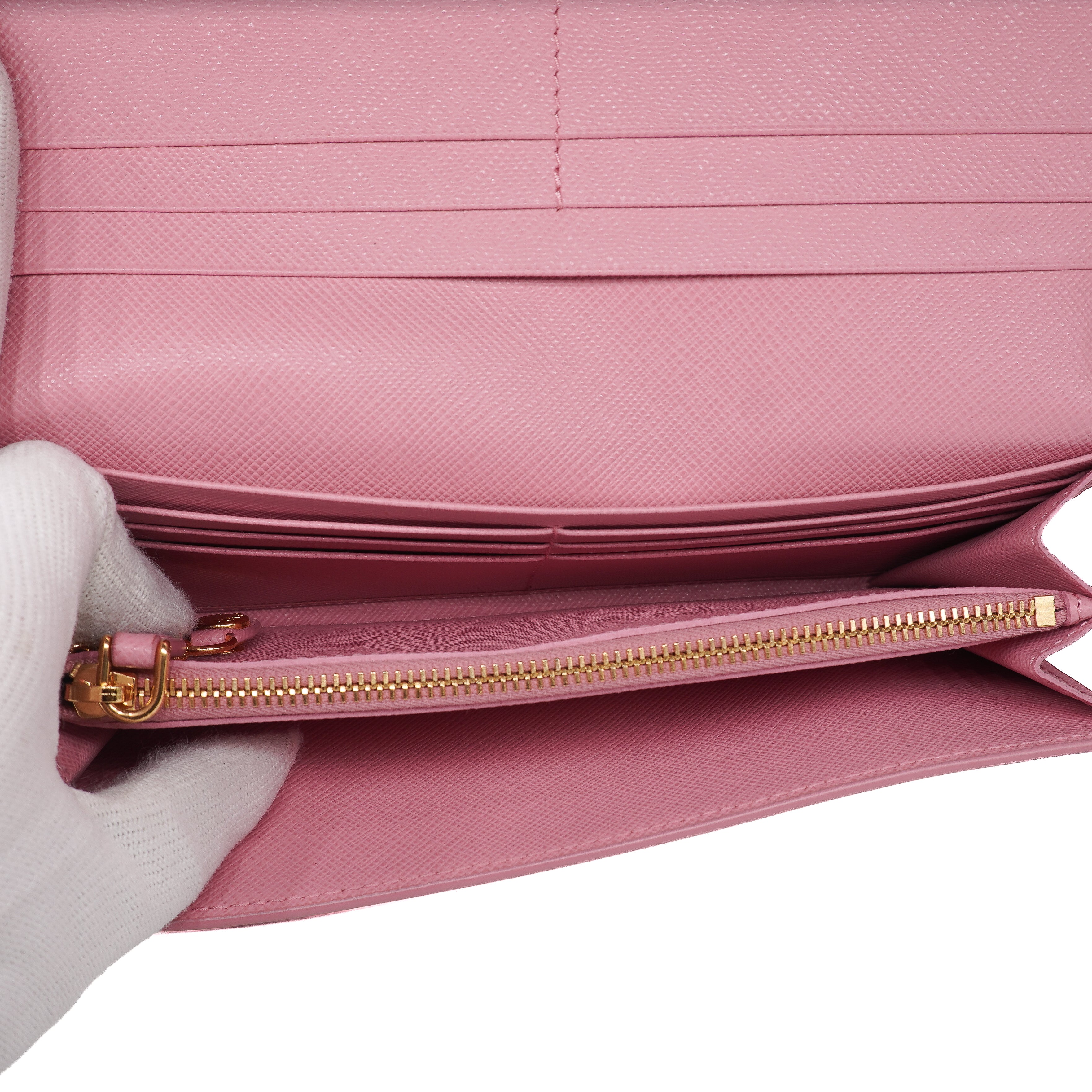 Prada Saffiano Monochrome Continental Flap Wallet