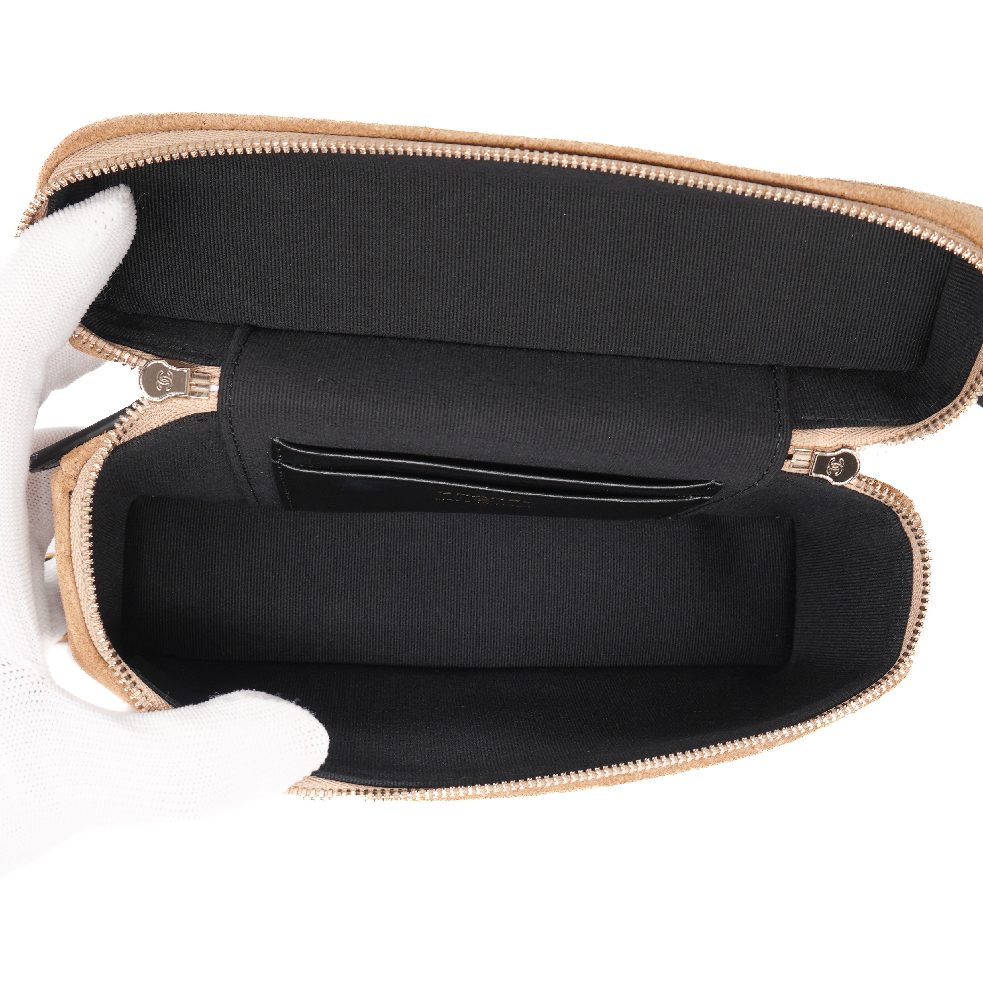 Chanel Suede Slim Vanity Case With Chain
