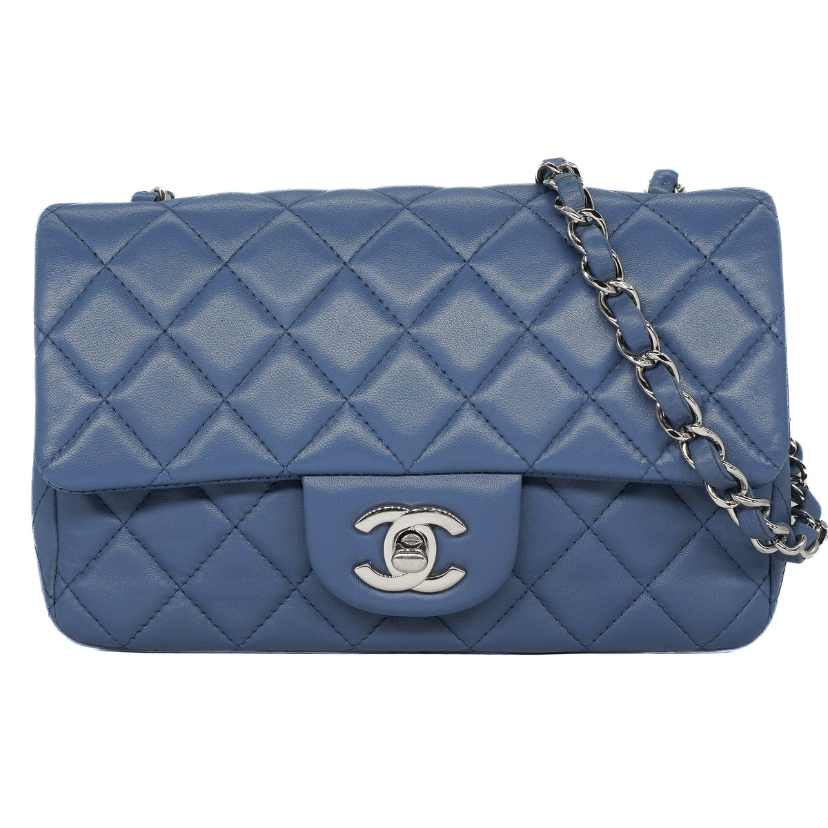 Chanel Mini Rectangular Flap Bag Lambskin Slate Blue