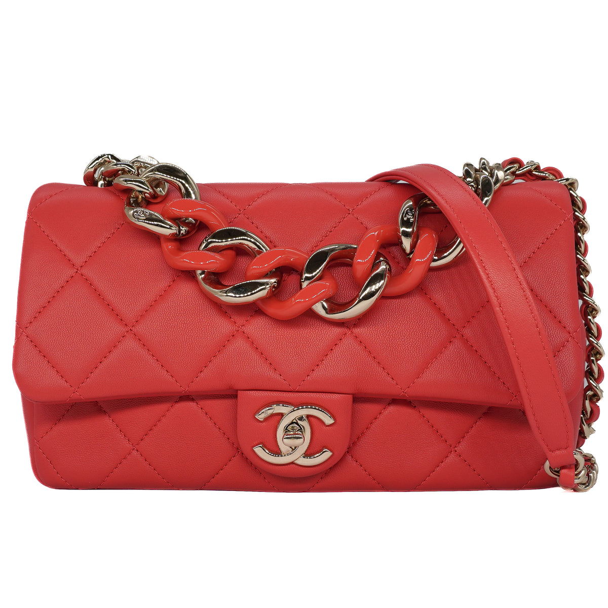 Chanel Elegant Chain Small Flap Bag Lambskin Pink