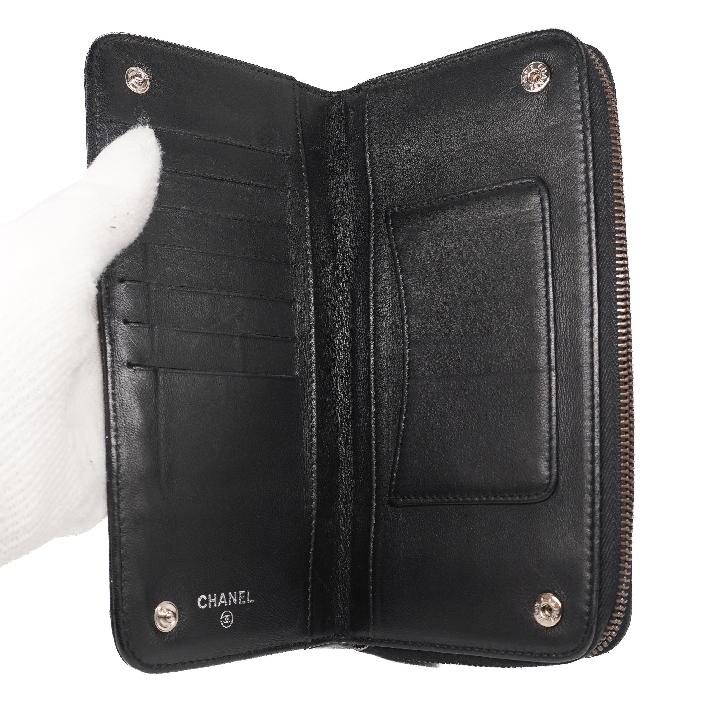 Chanel Aged Calfskin Zip Around Organizer Wallet
