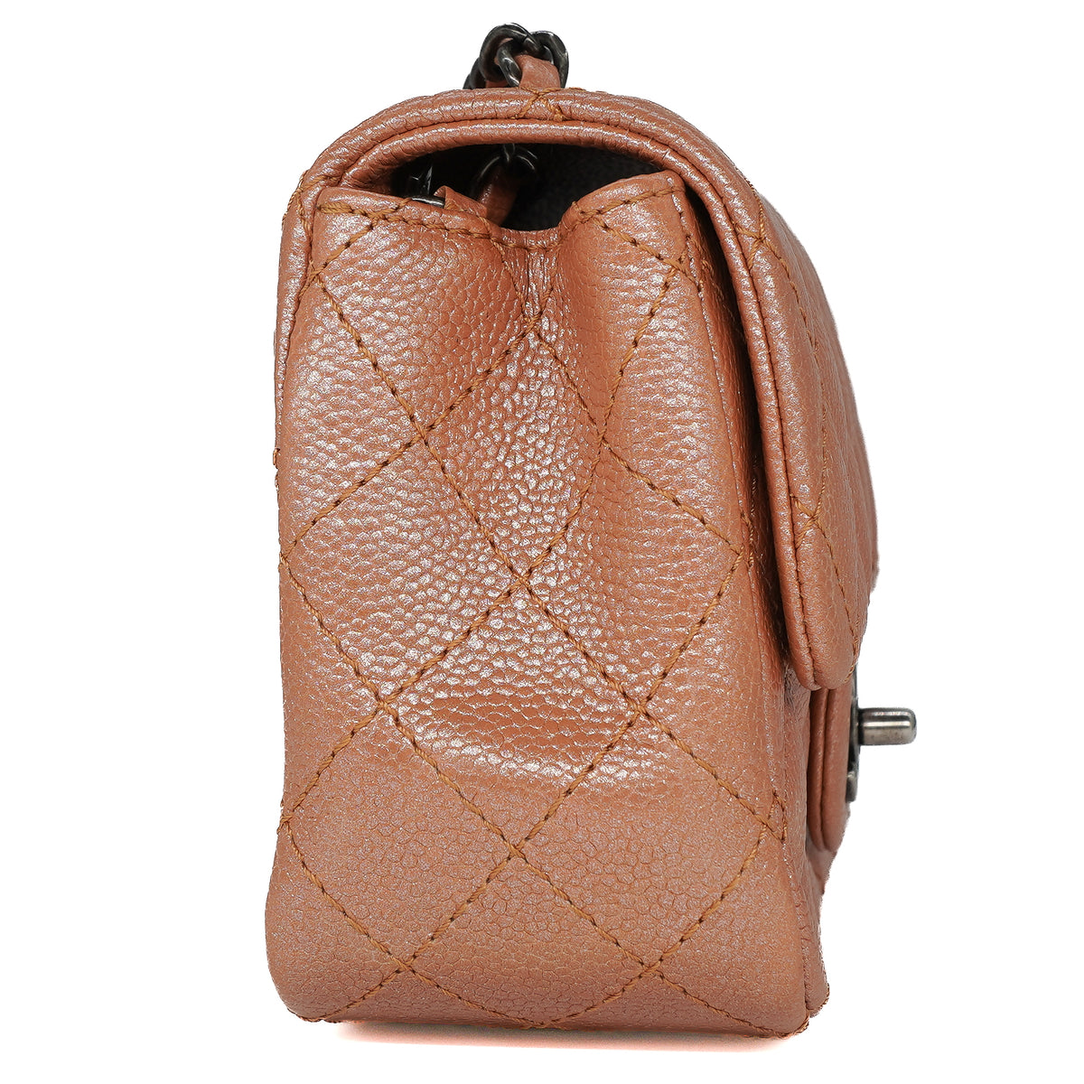 Chanel Mini Square Flap Bag Metallic Caviar Copper