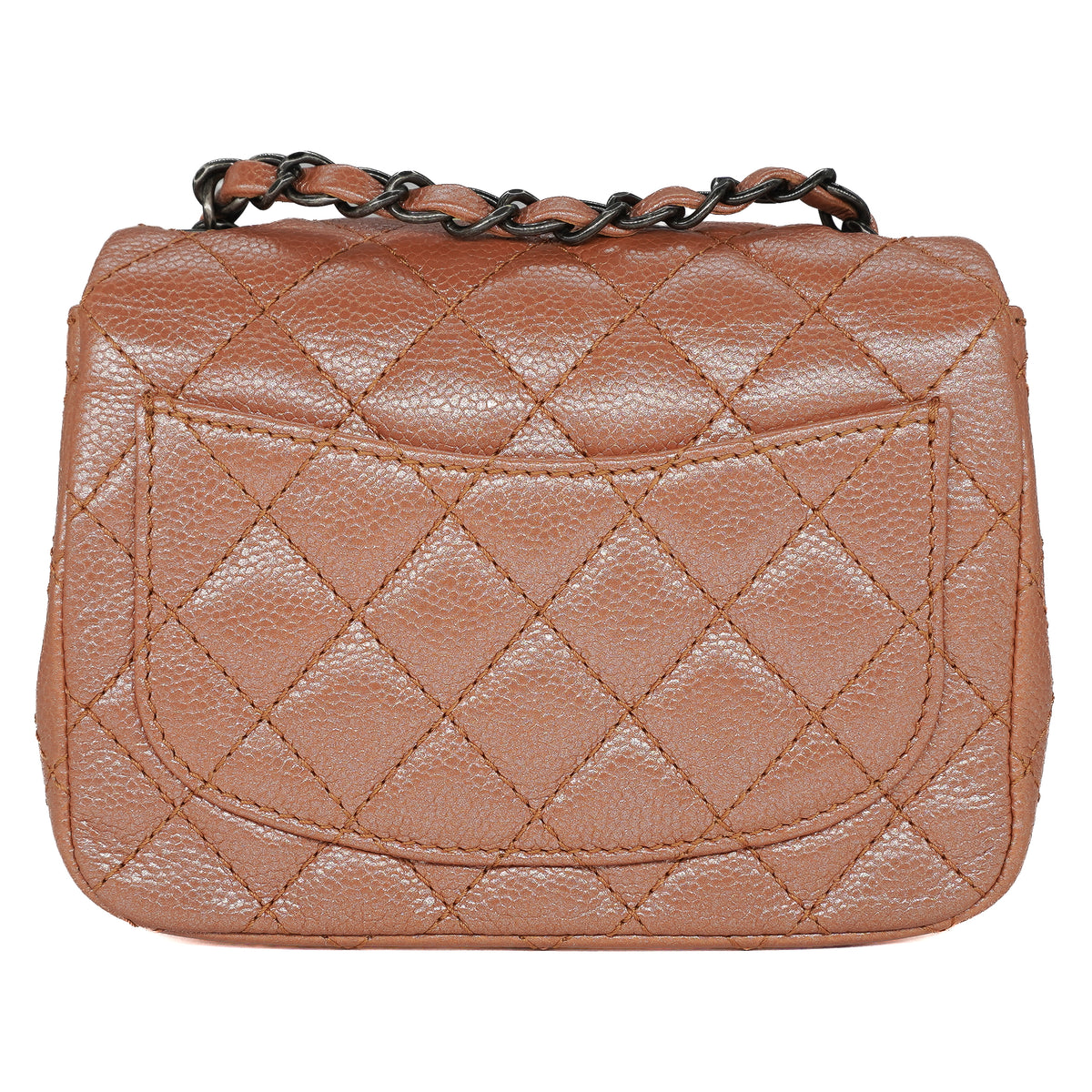 Chanel Mini Square Flap Bag Metallic Caviar Copper