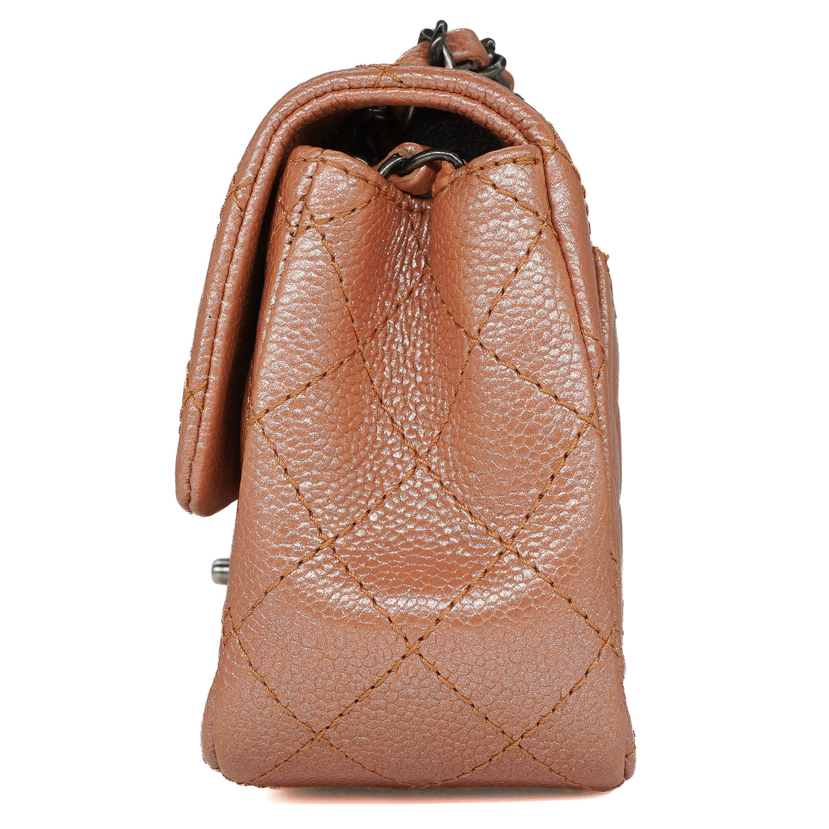 Chanel Mini Square Flap Bag Metallic Caviar Copper