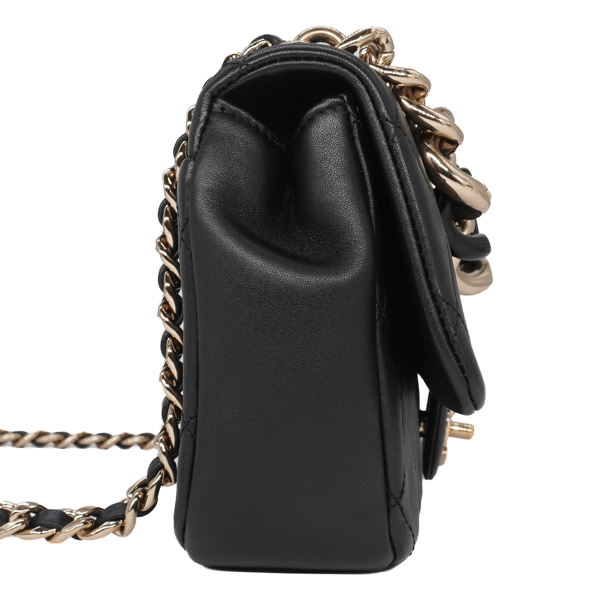 Chanel Elegant Chain Small Flap Bag Lambskin Black