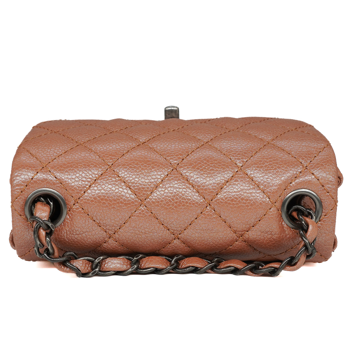 Chanel Mini Square Flap Bag Metallic Caviar Copper