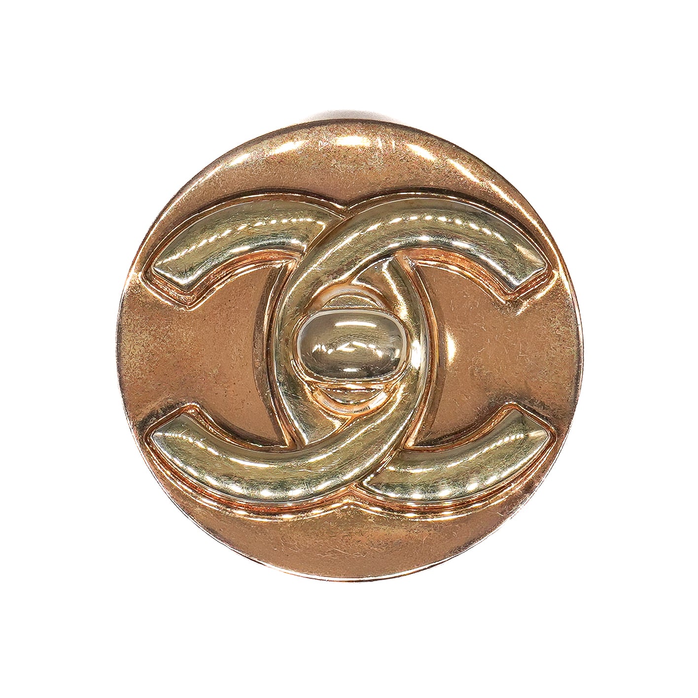 Chanel CC Gold Tone Lock Brooch