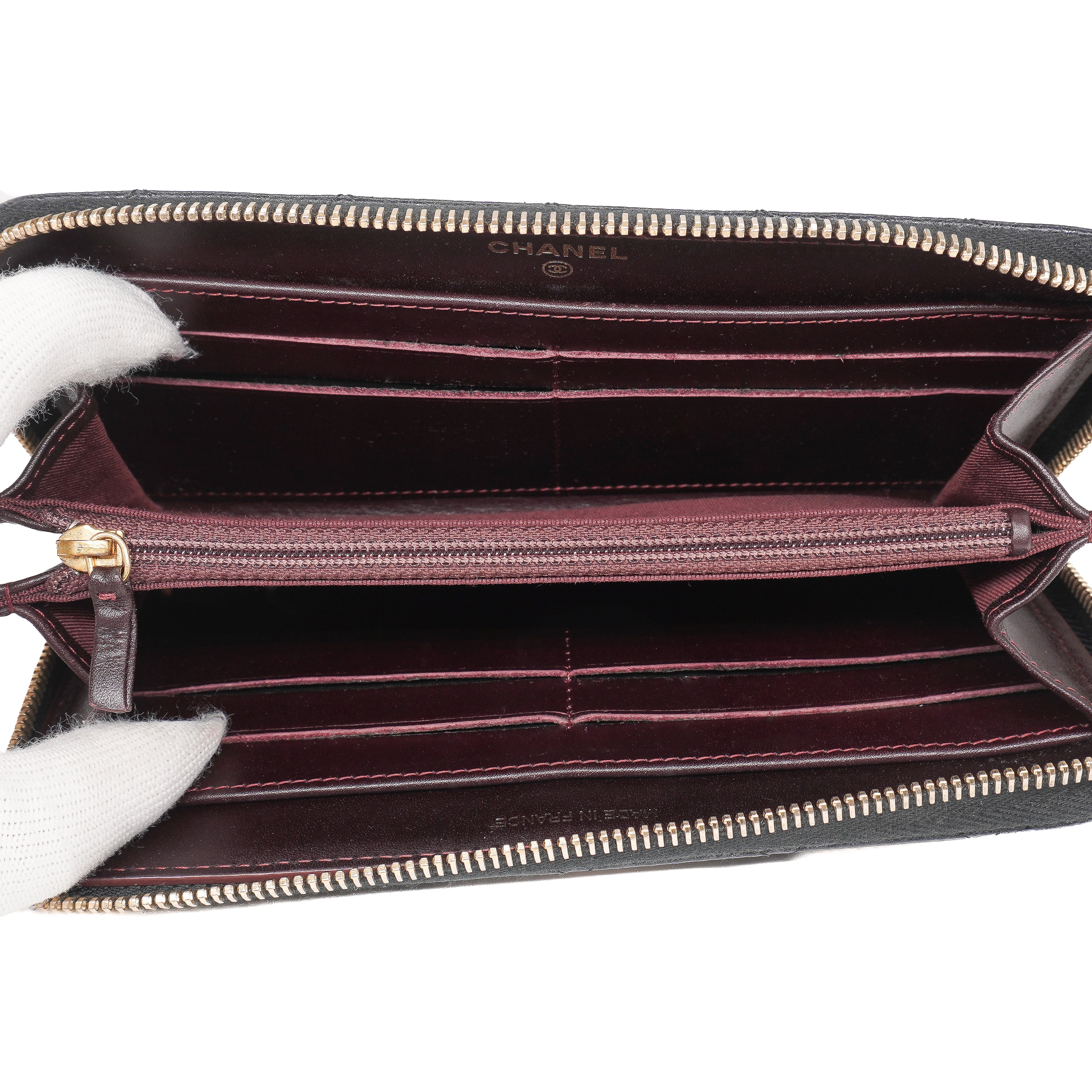 Chanel Large Gusset Zip Around Wallet