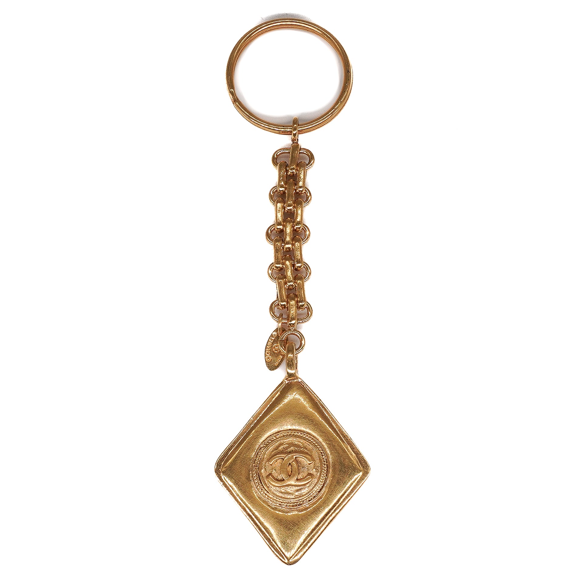 Chanel Vintage Gold Tone Logo Key Chain
