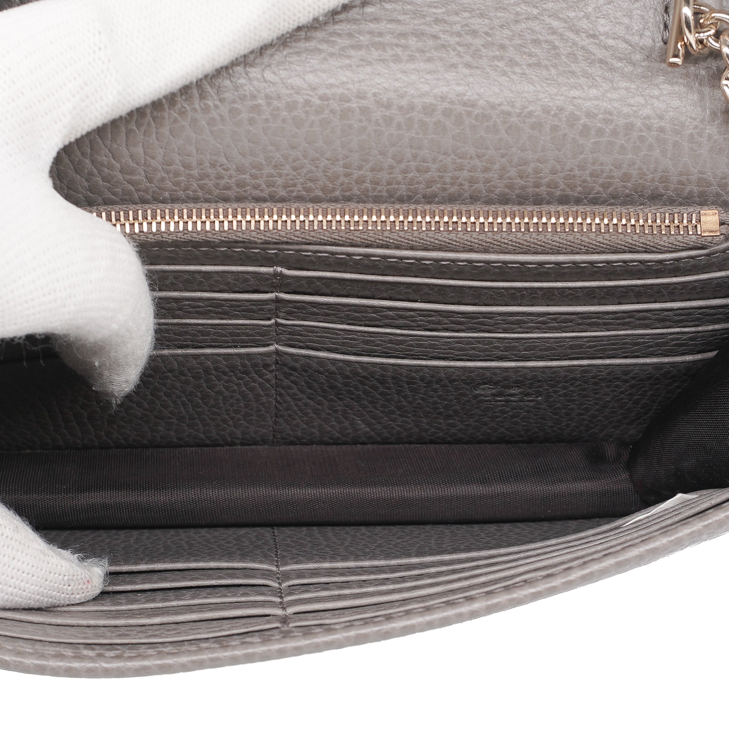 Gucci Grey Calfskin Interlocking G Chain Wallet