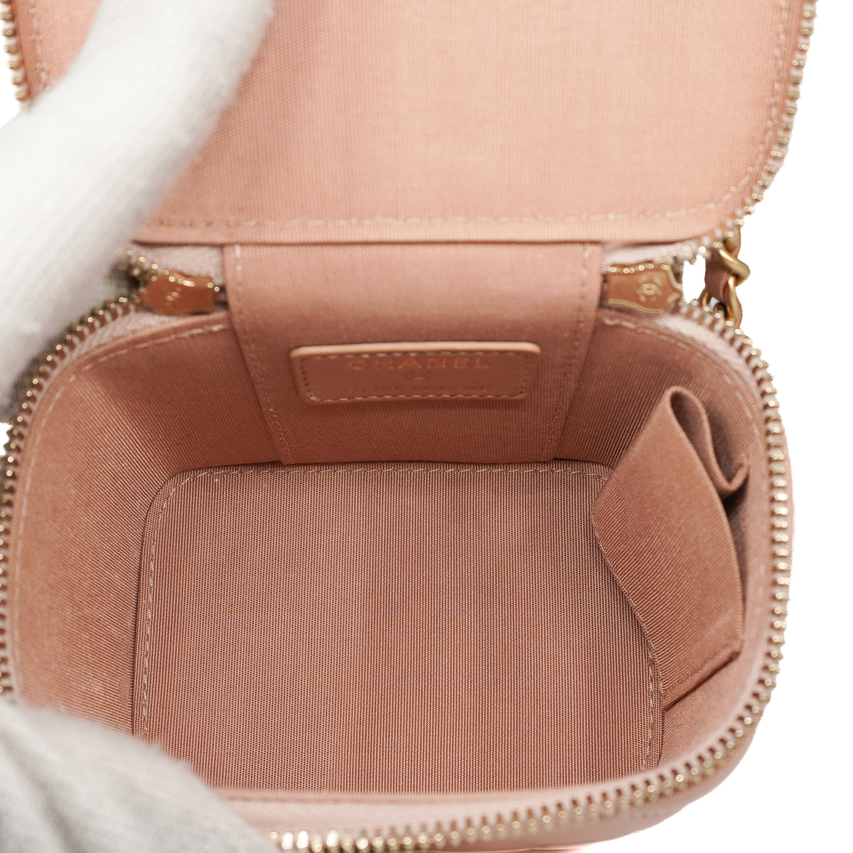 Chanel Mini Vanity Case with Chain Lambskin Beige