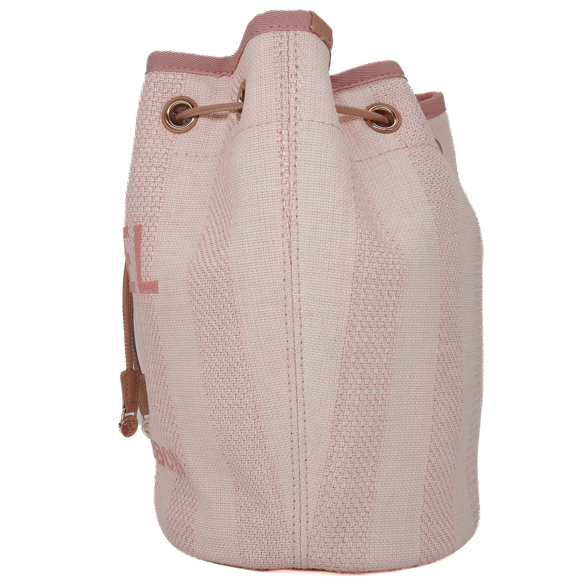 Chanel Deauville Drawstring Bucket Bag Canvas Pink