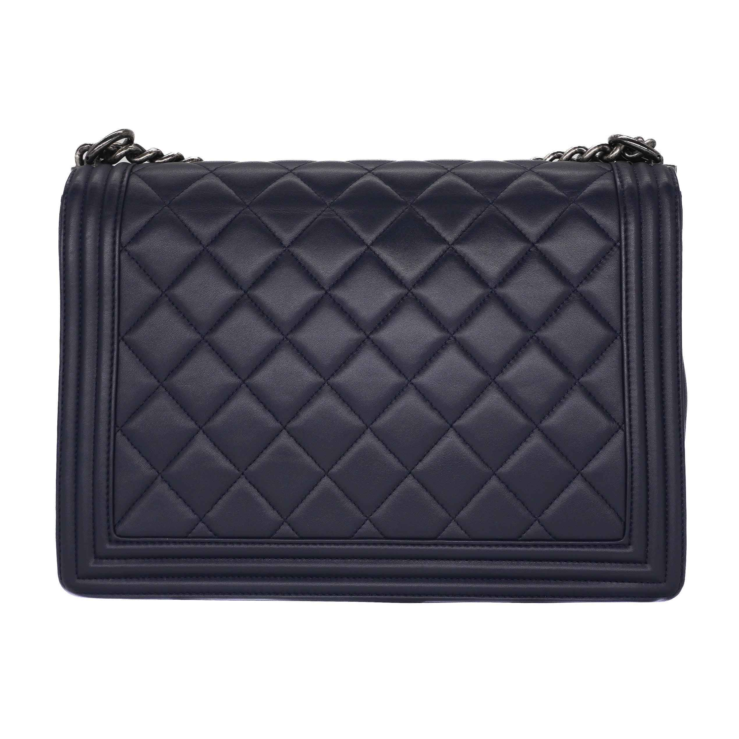 Chanel Navy Lambskin Large Boy Bag