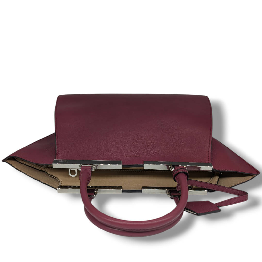 Fendi Vitello Dolce Marmol Shiny Nappa Petit 3Jourss Tote