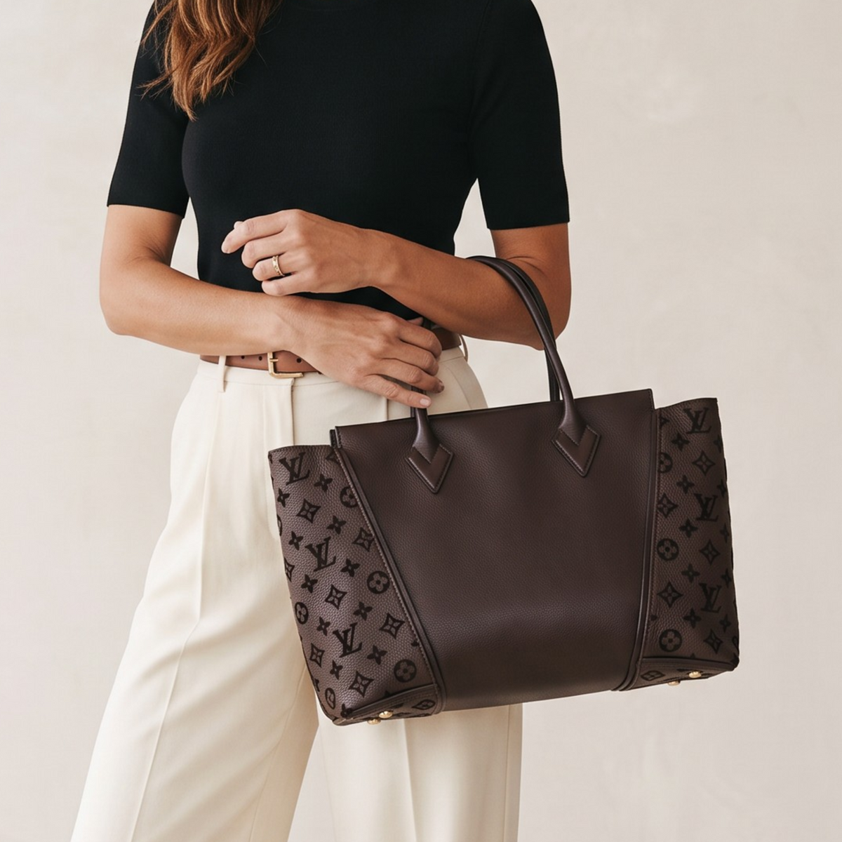 Louis Vuitton Tote W PM Veau Cachemire Calfskin Deep Purple