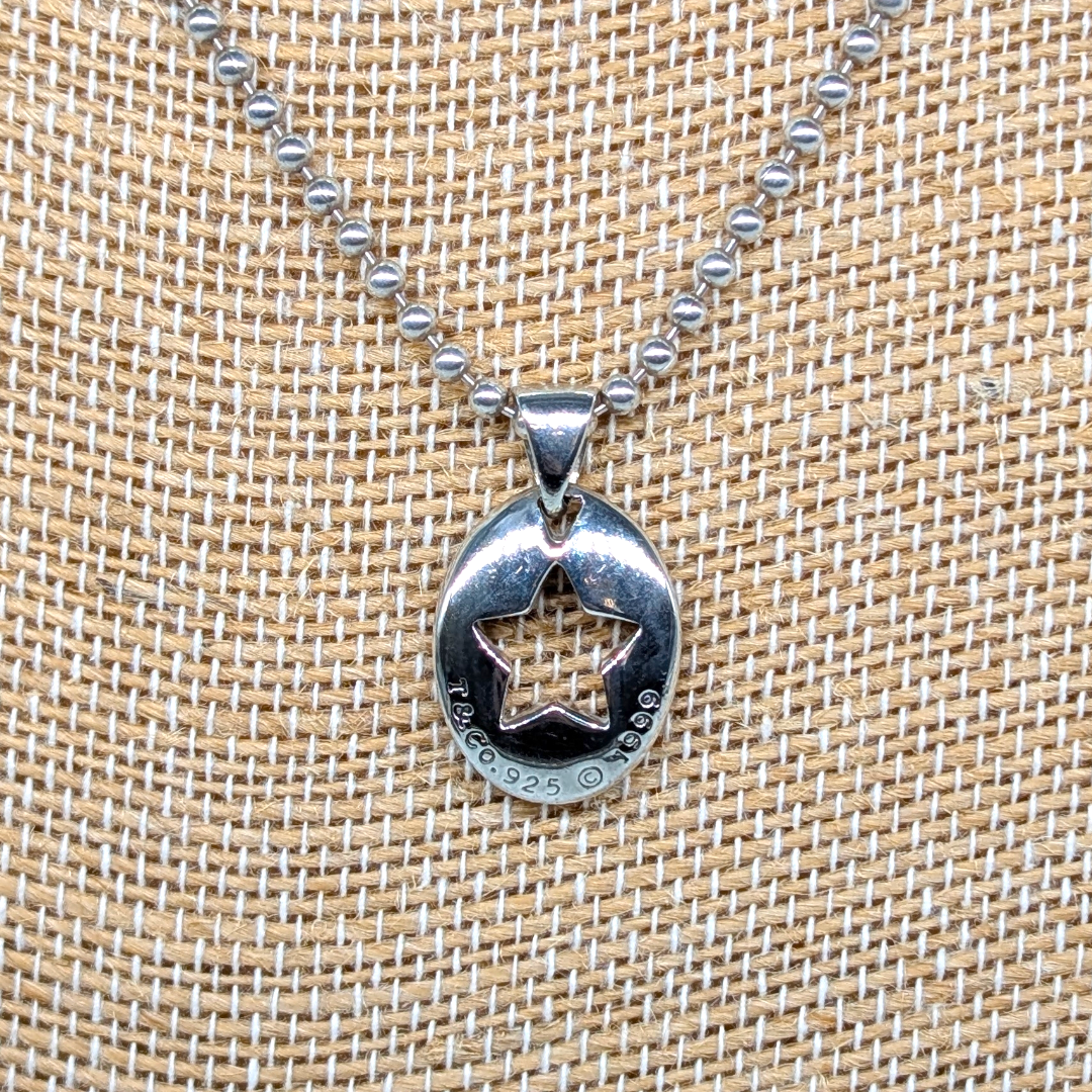 Tiffany & Co Beaded Chain Stencil Star Necklace