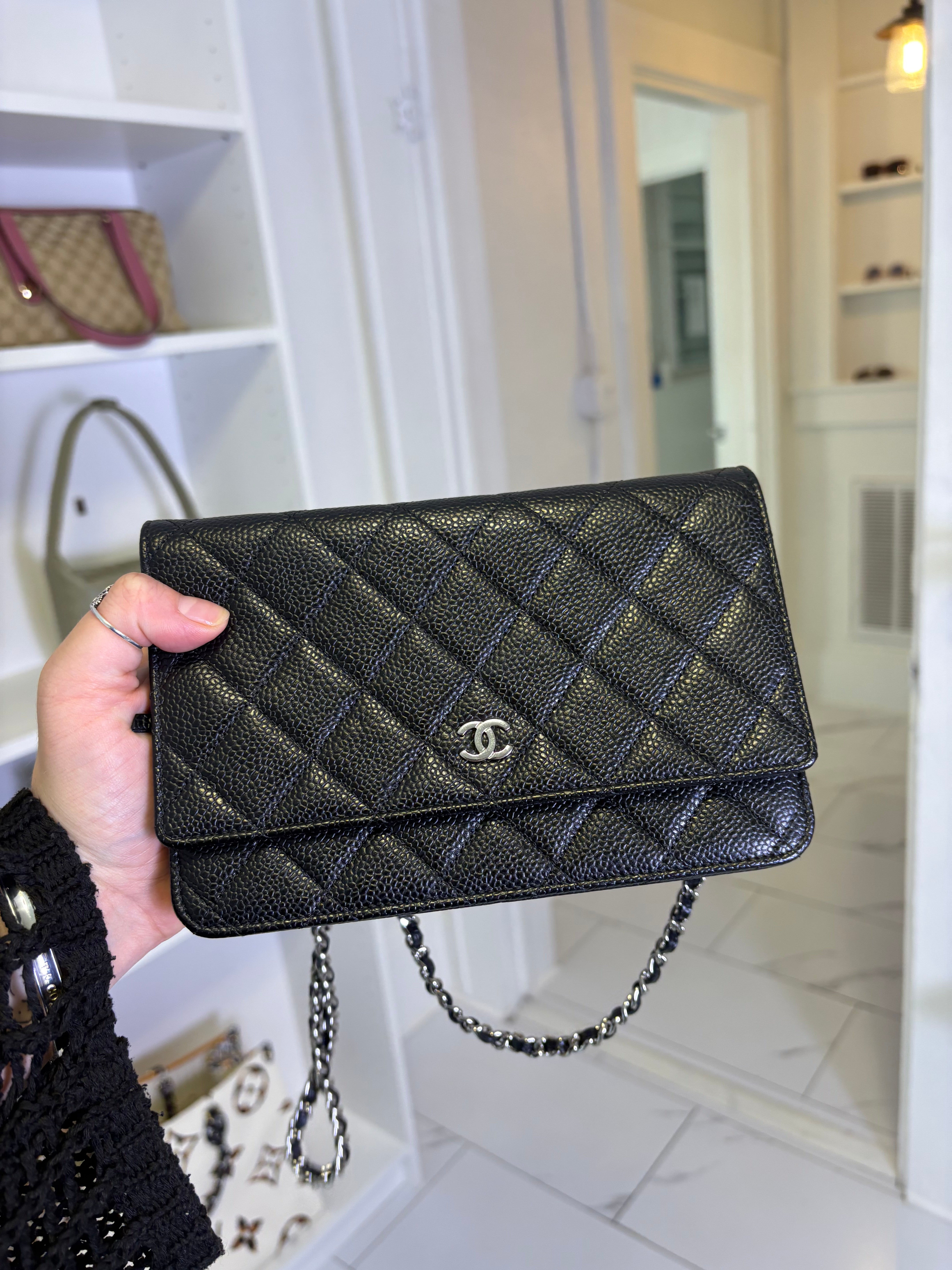 Black Caviar Chanel WOC with Silver Hardware