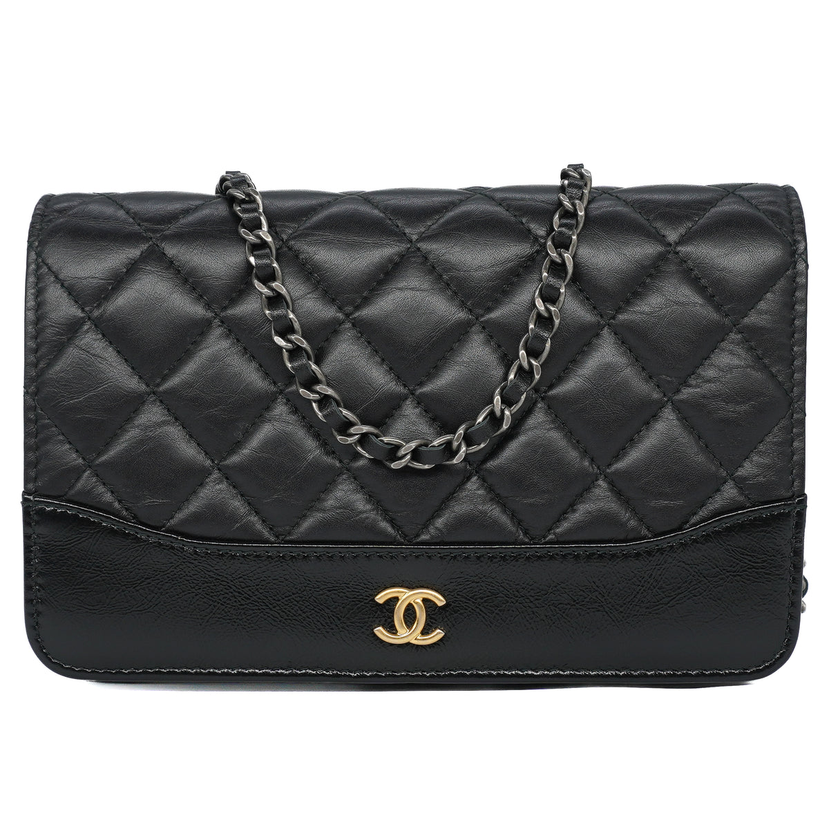 Chanel Gabrielle Wallet on Chain Aged Calfskin Black