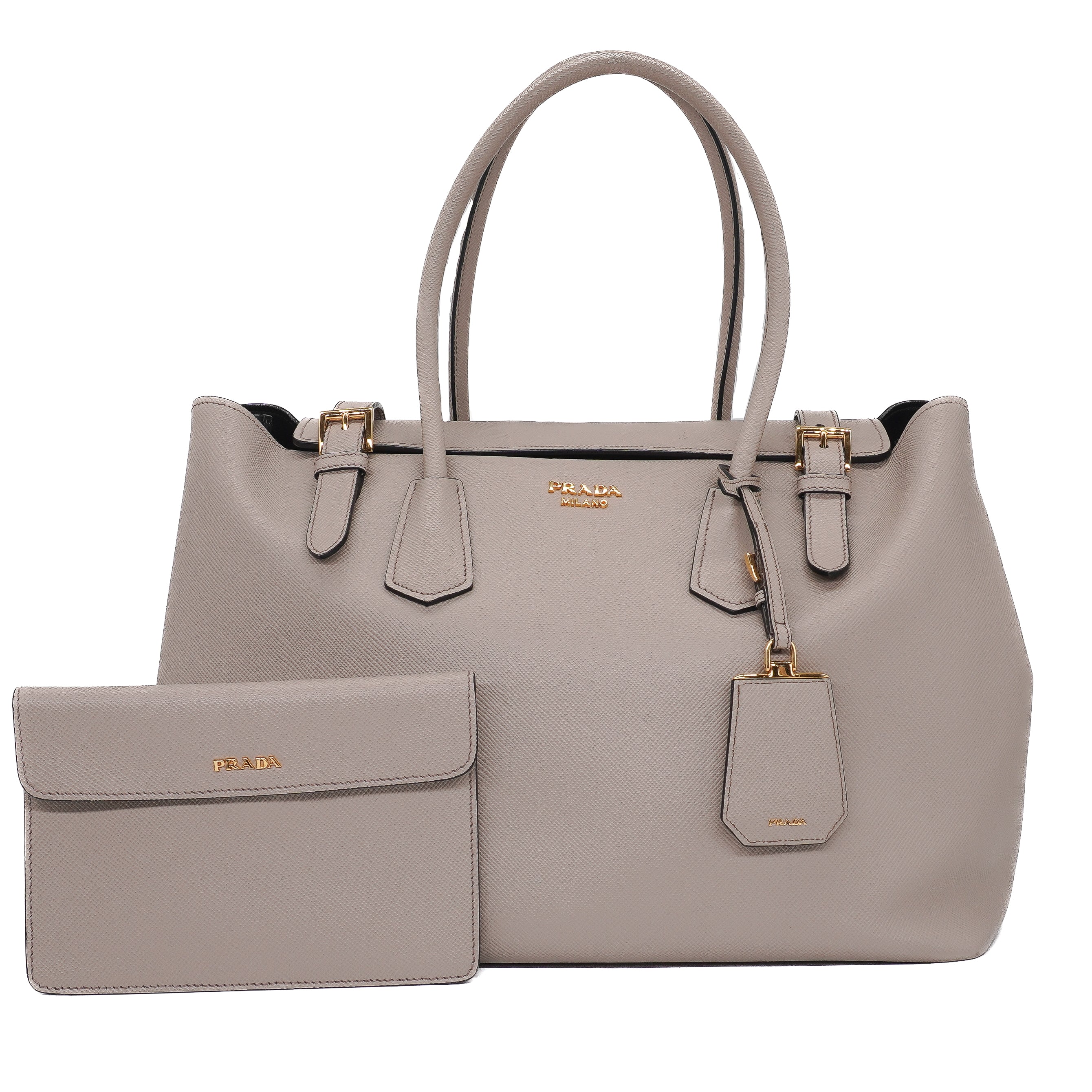 Prada City Saffiano Large Buckle Tote