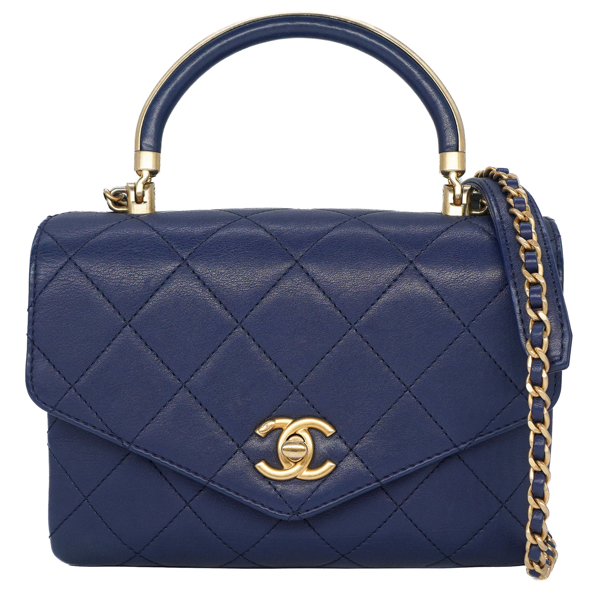 Chanel Charming Top Handle Envelope Bag Calfskin Blue