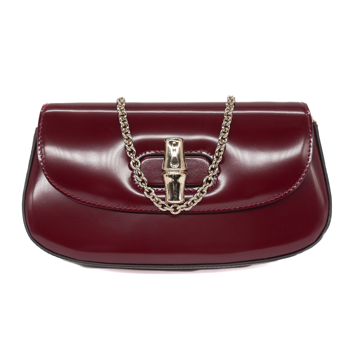 Gucci Shiny Calfskin Bamboo Night Bag