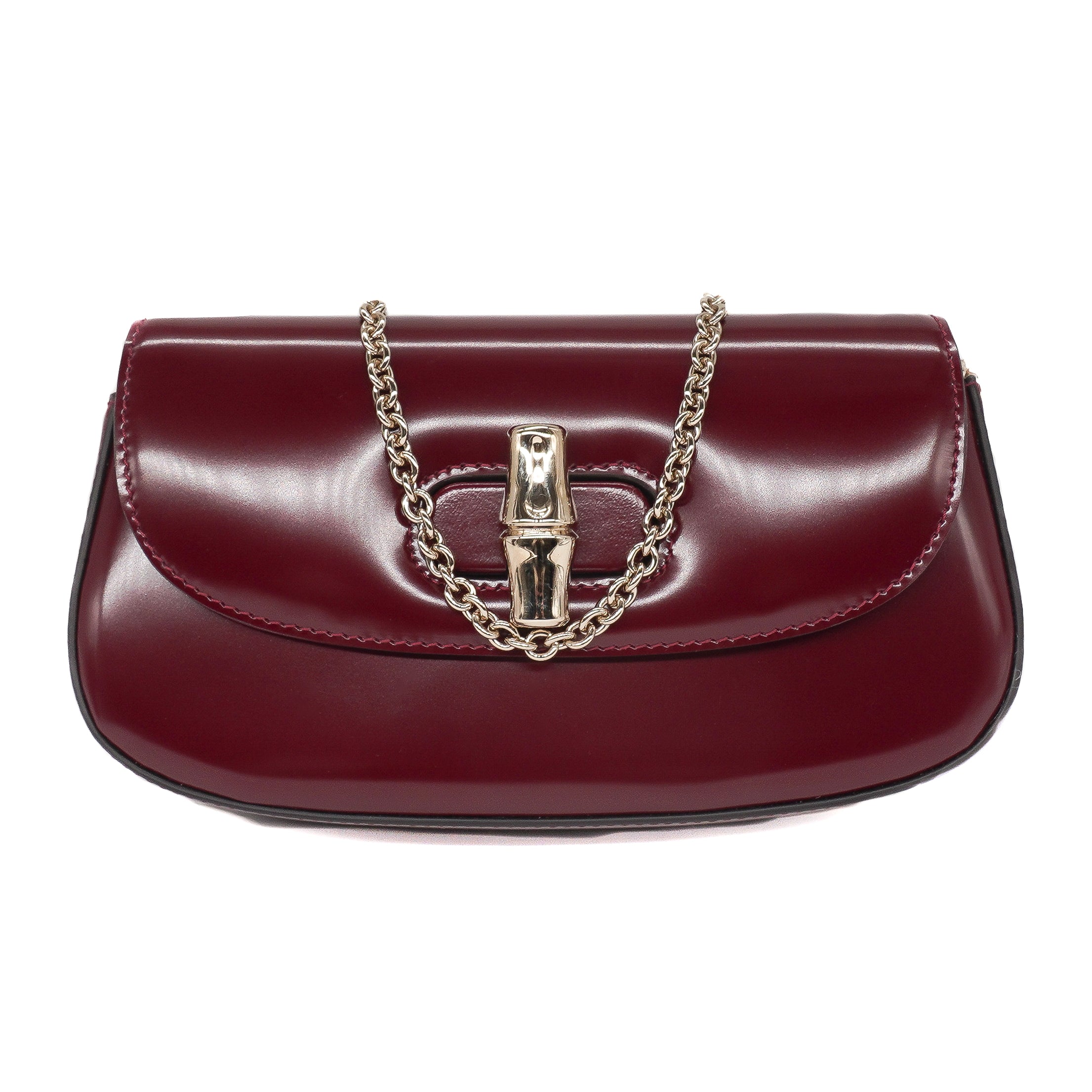 Gucci Shiny Calfskin Bamboo Night Bag