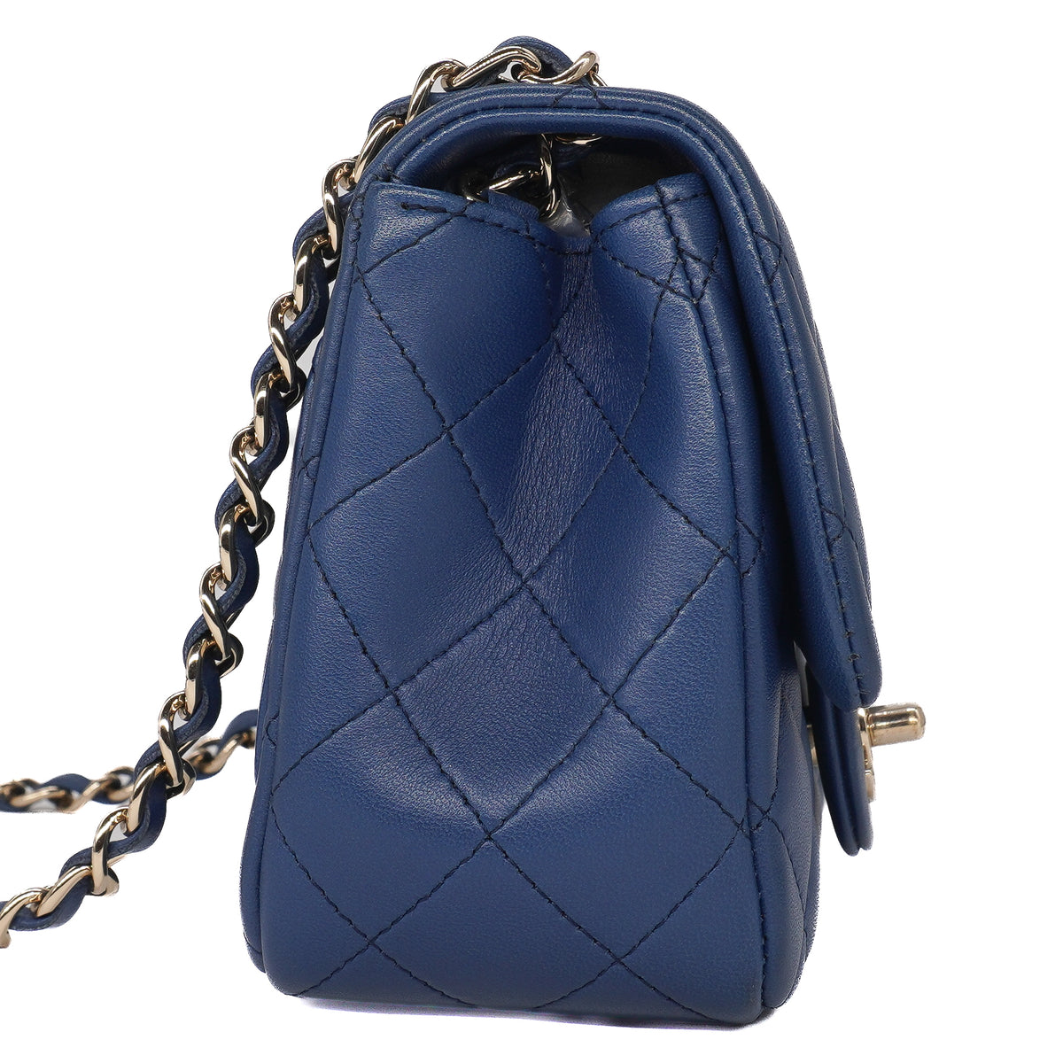 Chanel Classic Mini Square Flap Bag Lambskin Blue