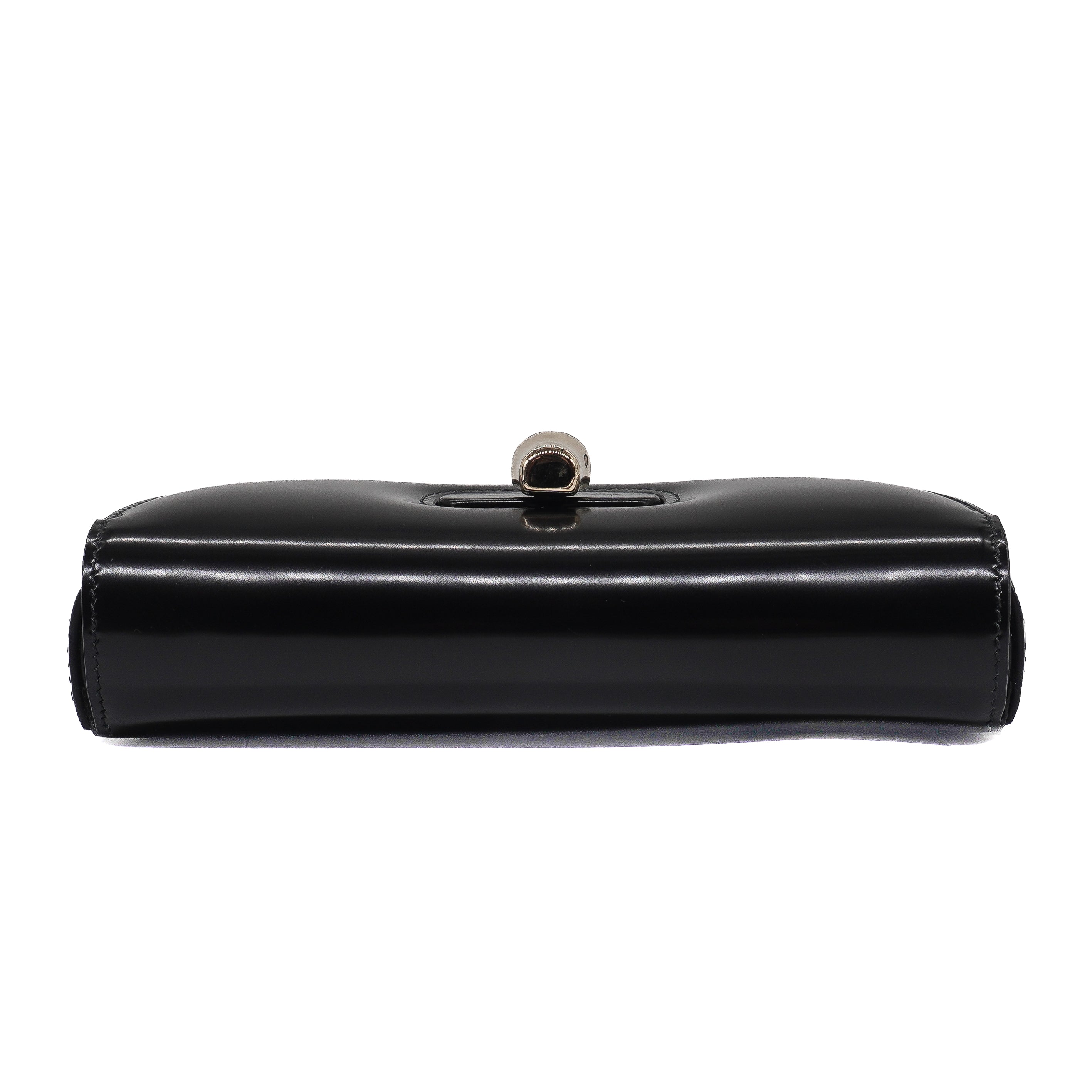 Gucci Black Shiny Calfskin Small Bamboo Night Bag