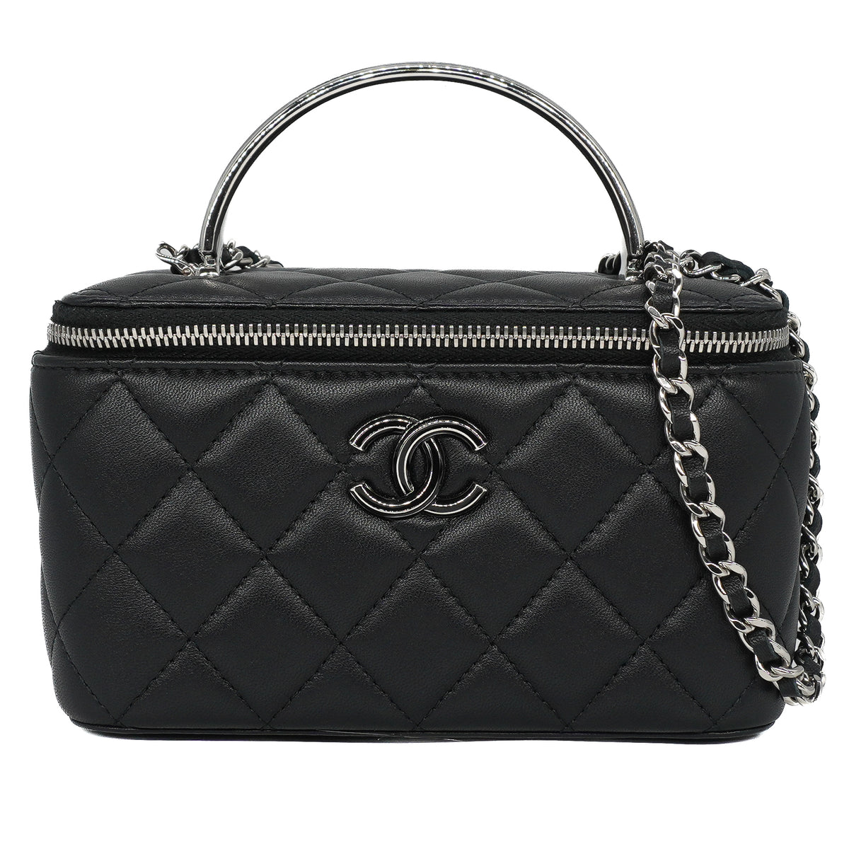 Chanel Long Vanity Metal Top Handle Lambskin Black