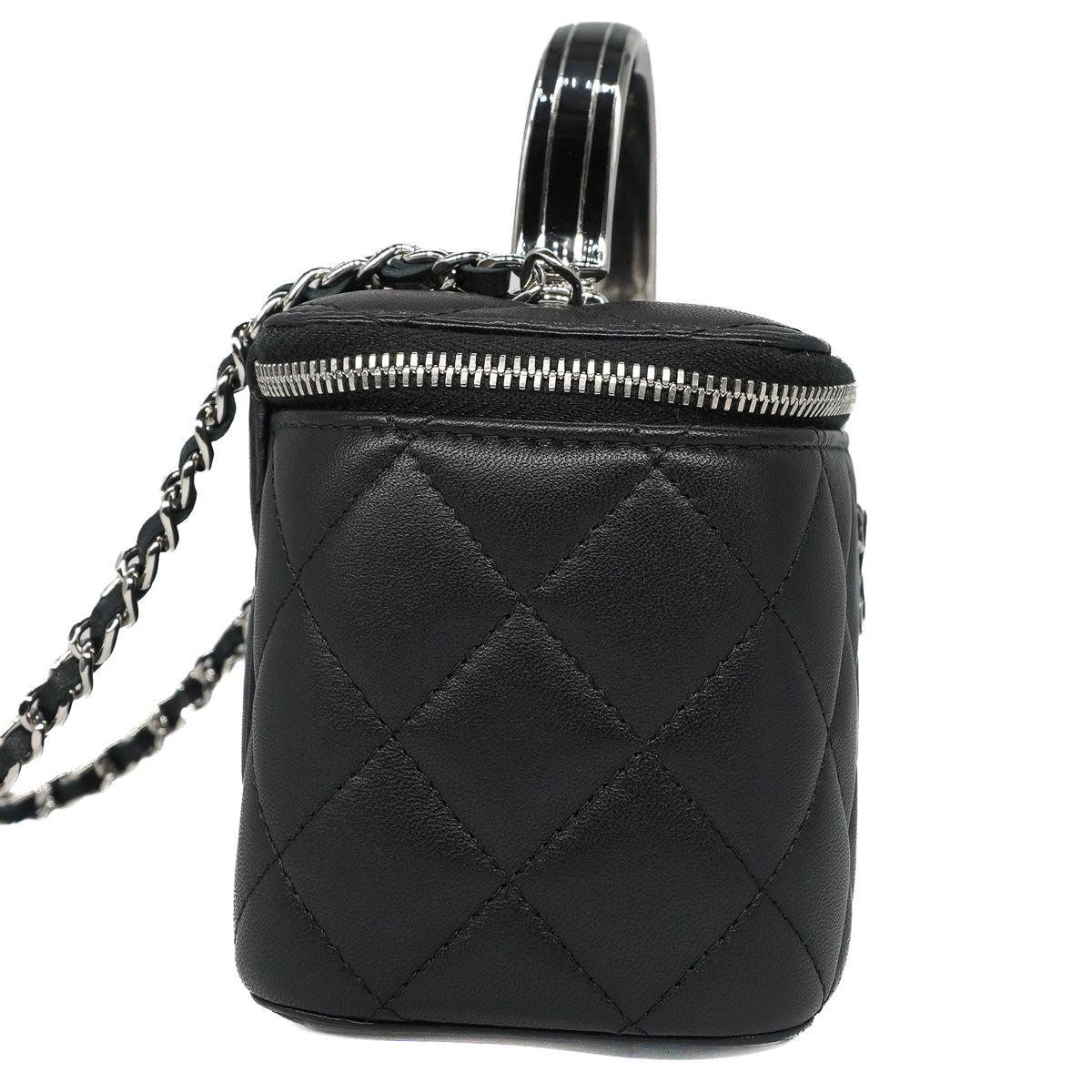 Chanel Long Vanity Metal Top Handle Lambskin Black