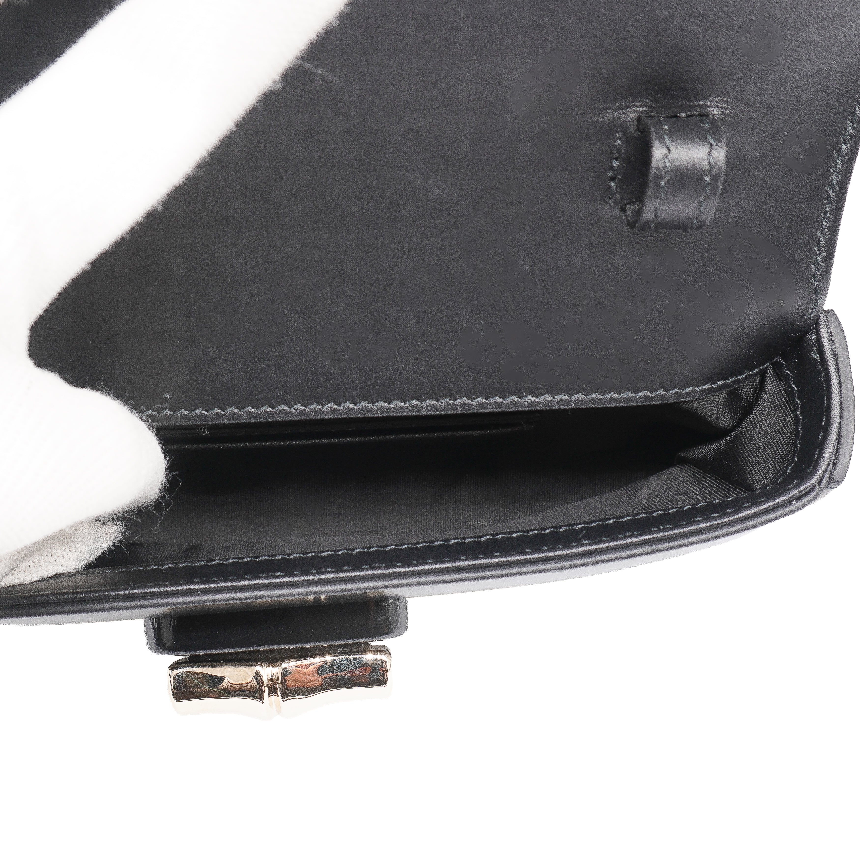 Gucci Black Shiny Calfskin Small Bamboo Night Bag