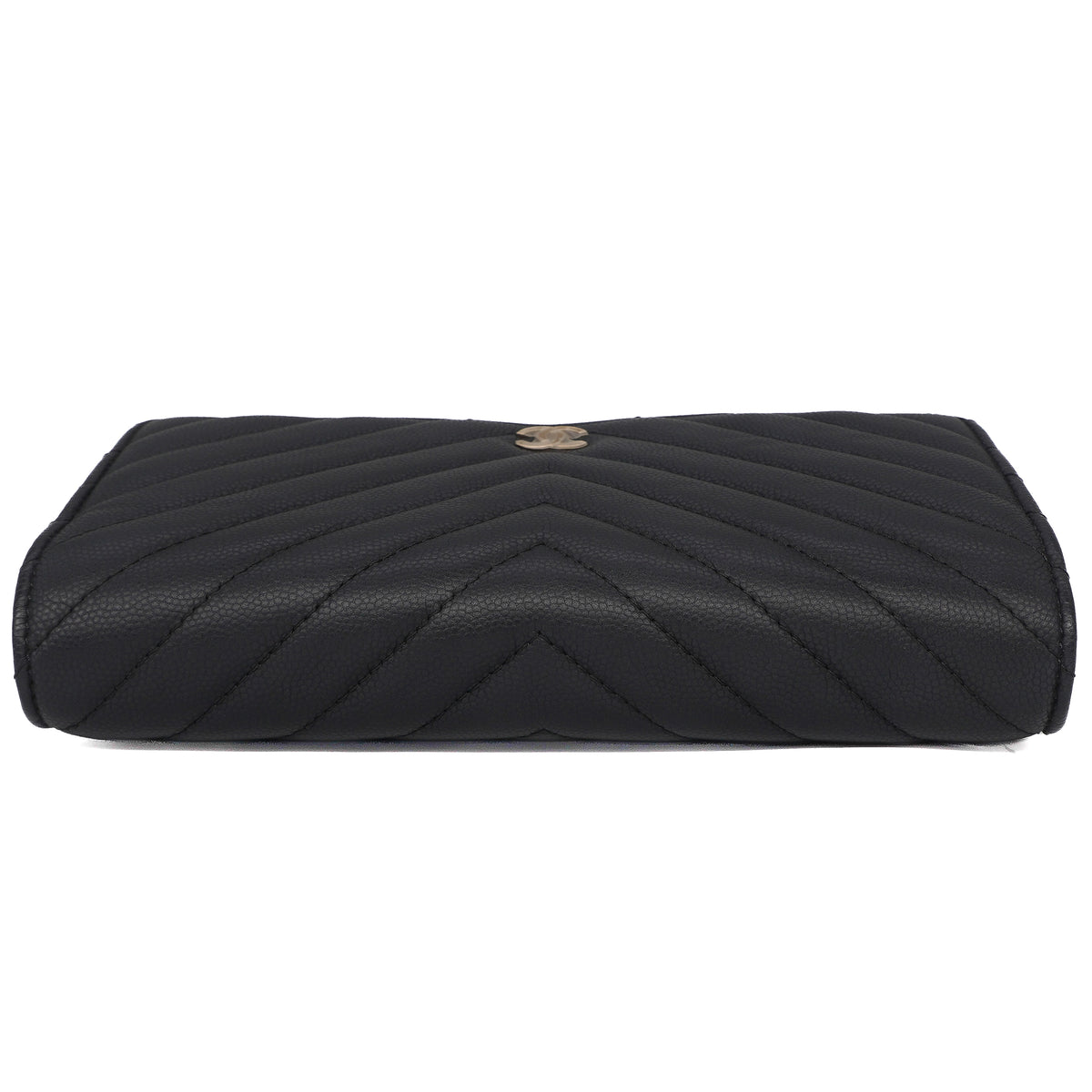 Chanel Chevron Wallet on Chain Caviar Black