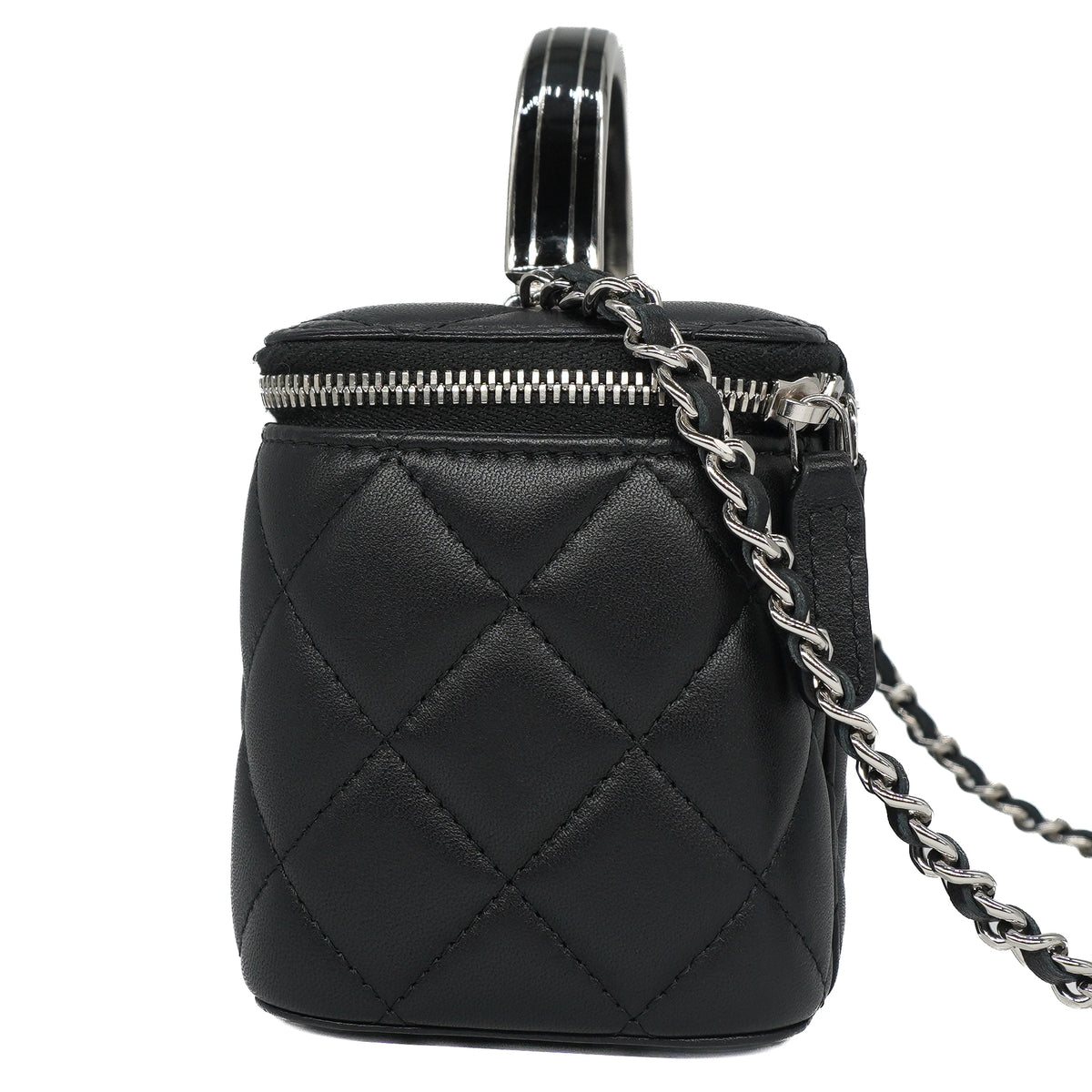 Chanel Long Vanity Metal Top Handle Lambskin Black