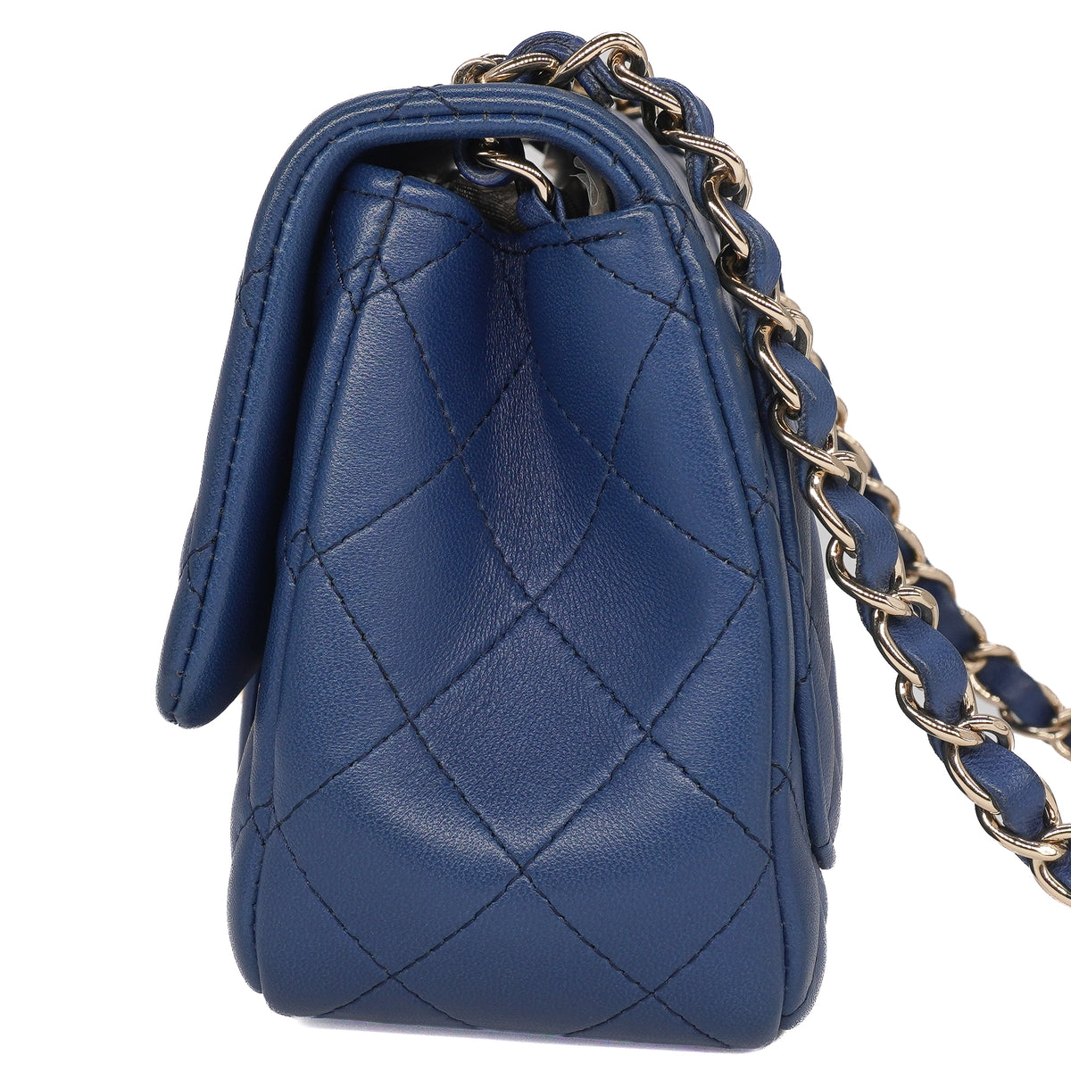 Chanel Classic Mini Square Flap Bag Lambskin Blue