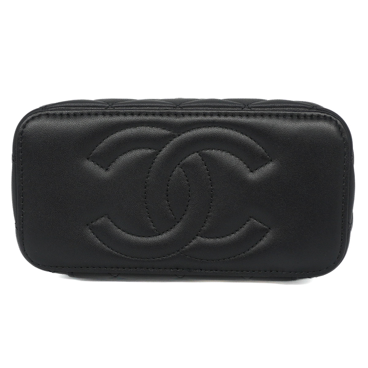 Chanel Long Vanity Metal Top Handle Lambskin Black