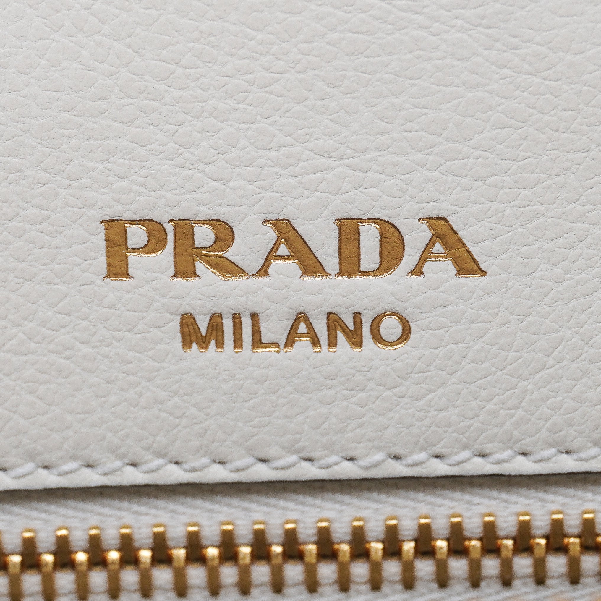 Prada Glace Calfskin Embossed Logo Tote