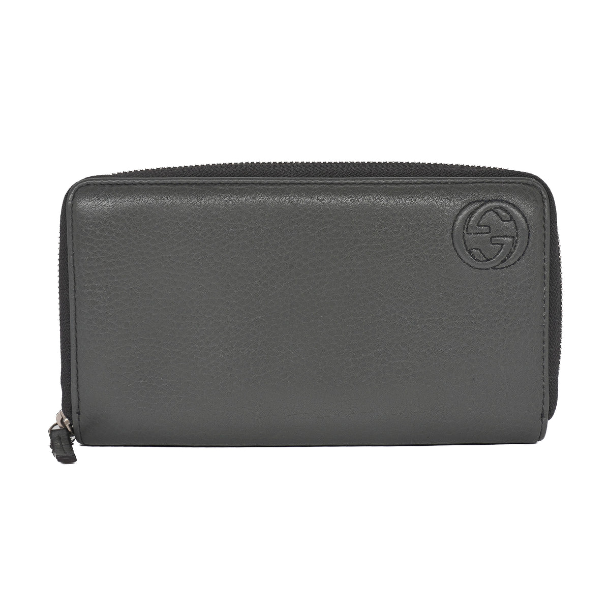 Gucci Grey Leather Long Zippy Wallet