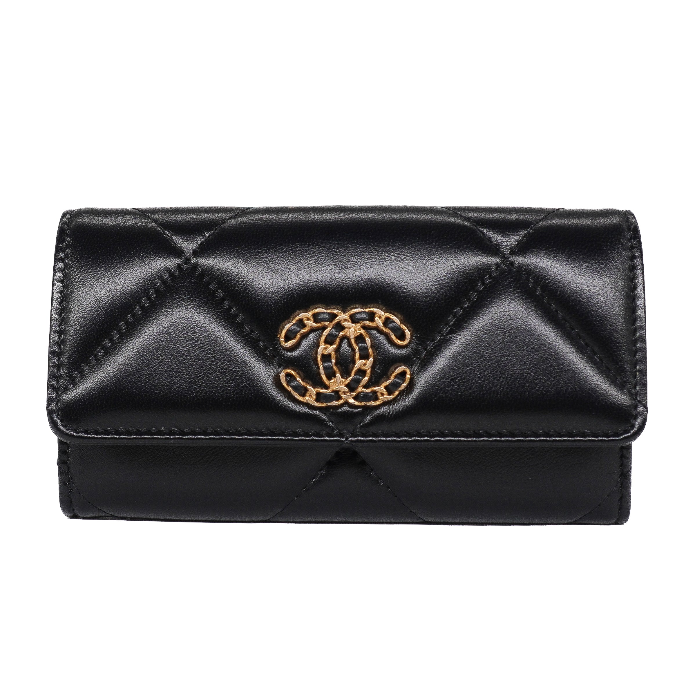 Chanel Lambskin Quilted Chanel 19 Flap Wallet